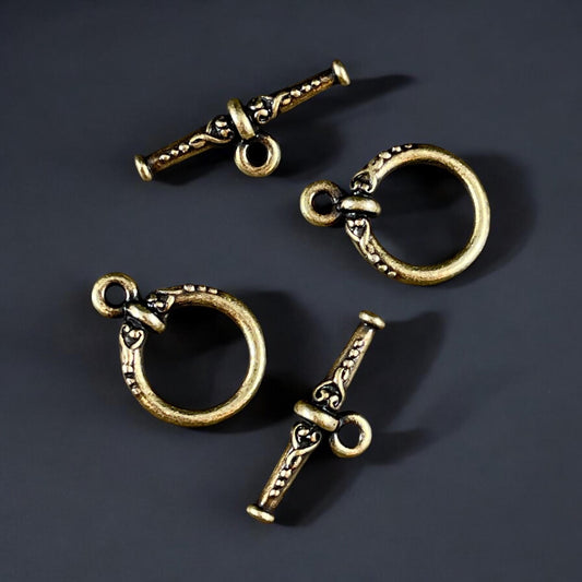 TierraCast Heirloom Toggle Clasp, Medium Size, Antiqued Brass (PF/947-57) * Qty. 2