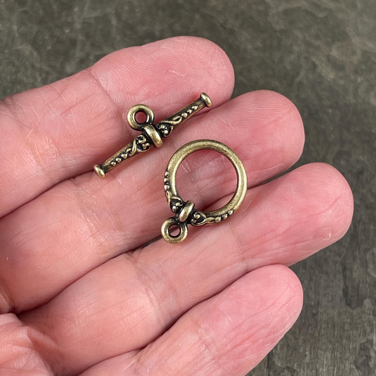 TierraCast 15mm Heirloom Toggle Clasp, Antiqued Brass Plated (PF/947-57) * Qty. 2
