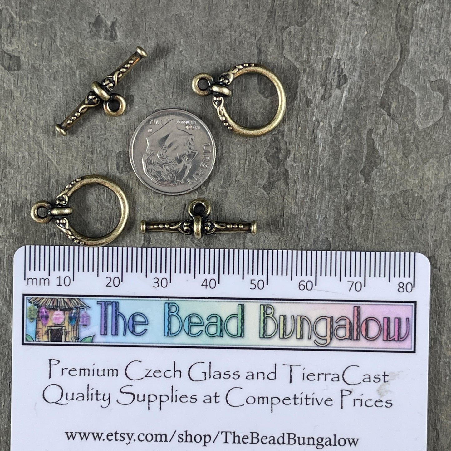 TierraCast 15mm Heirloom Toggle Clasp, Antiqued Brass Plated (PF/947-57) * Qty. 2