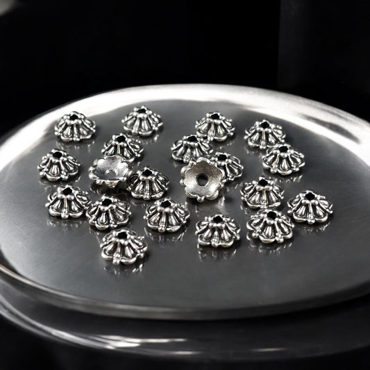 TierraCast 6mm Tiffany Bead Caps, Antiqued Silver Plated (PF/779-77) * Qty. 20