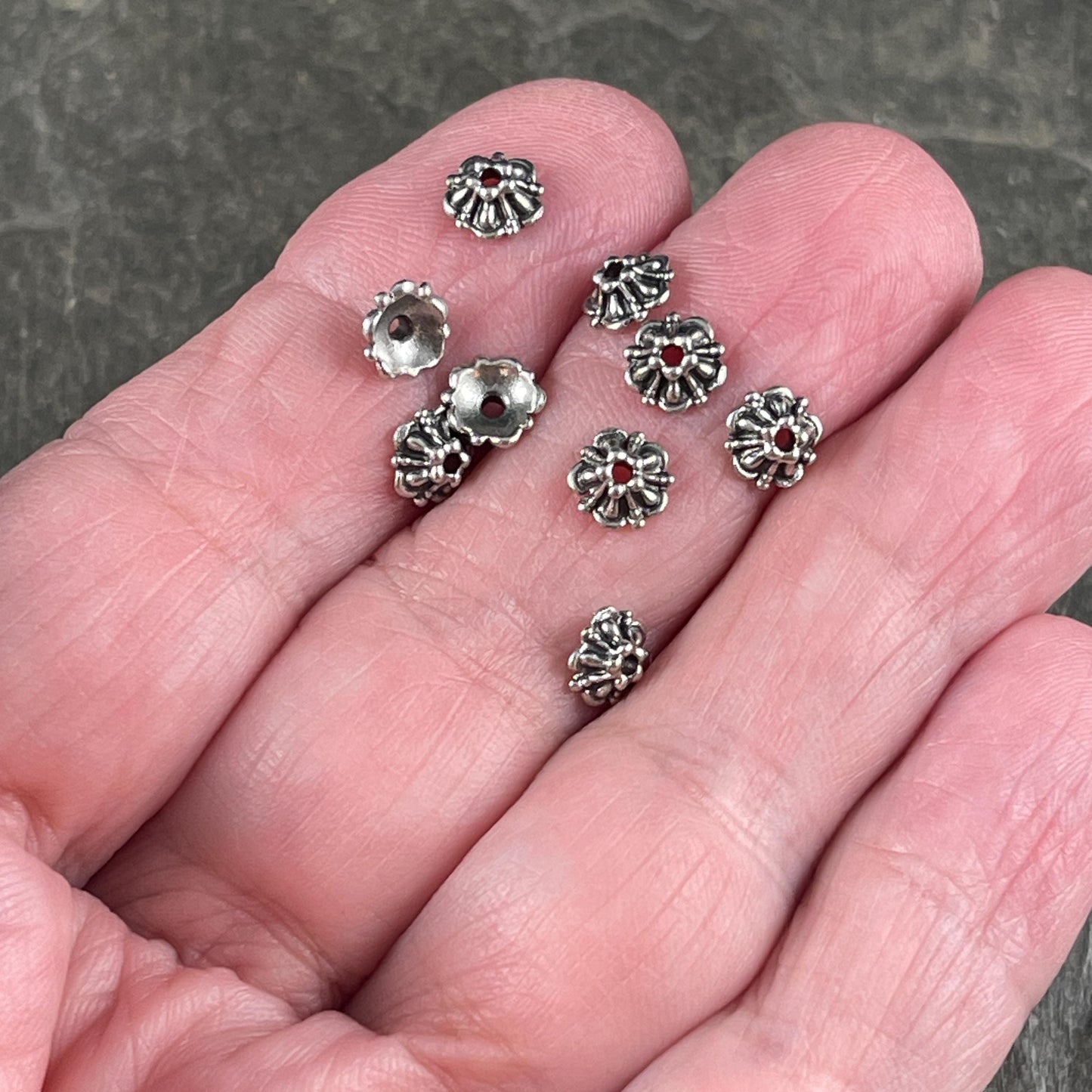 TierraCast 6mm Tiffany Bead Caps, Antiqued Silver Plated (PF/779-77) * Qty. 20