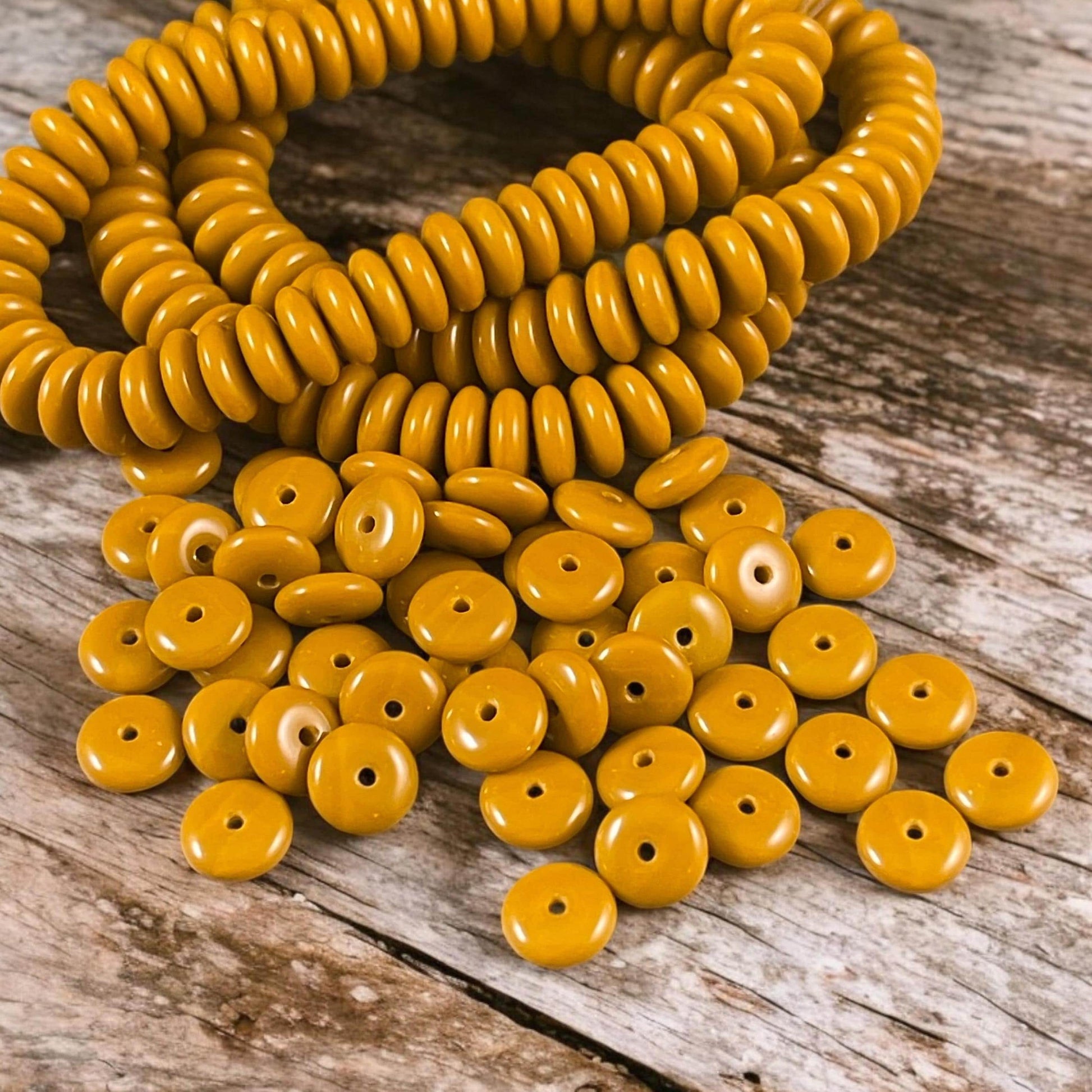 Opaque Mustard Orange Beads, 6x2mm Rondelle, Czech Glass Beads (RD6/RJ-4774) * Qty. 50