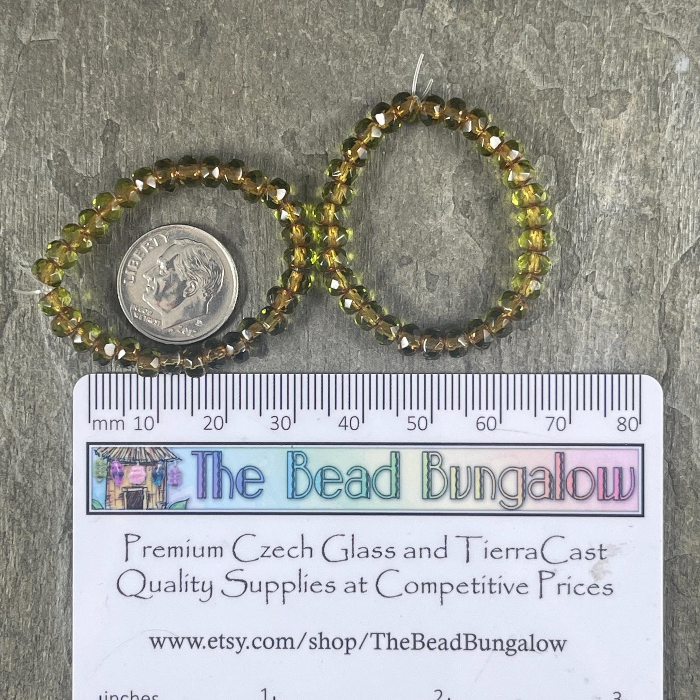 Olive Green and Bronze Czech Glass Rondelles, 5x3mm Faceted Rondelle (R5/RJ-1571) * Qty. 30