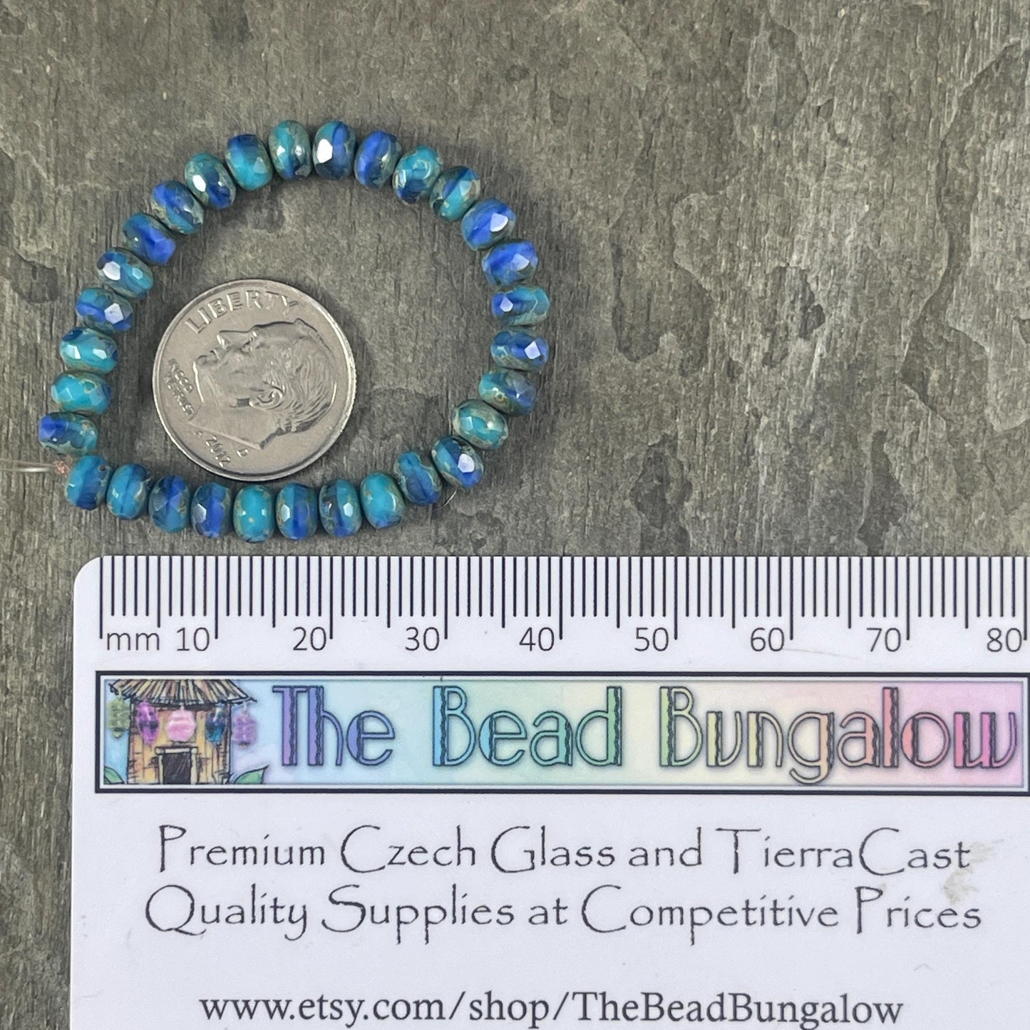 Turquoise and Royal Blue Czech Glass Beads, 5x3mm Faceted Rondelle (R5/RJ-2704) * Qty. 30