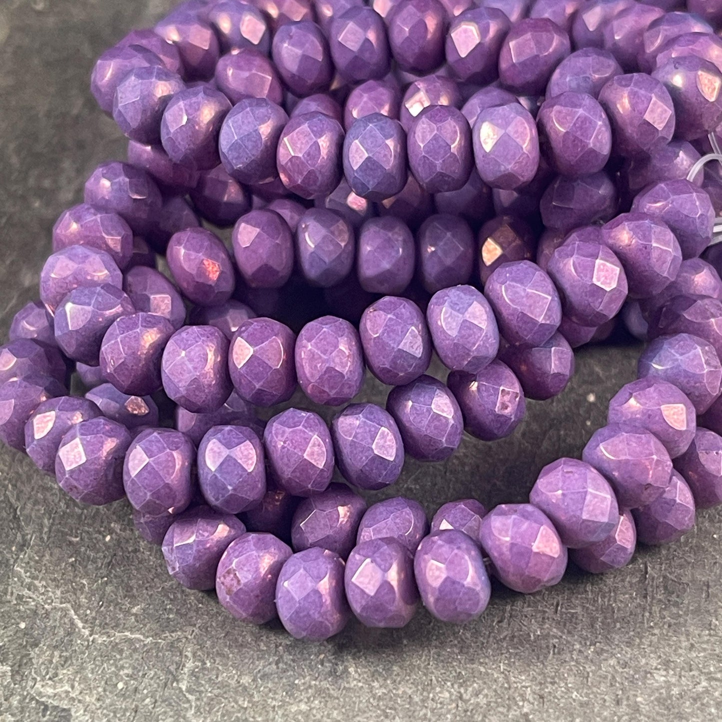 Opaque Lavender Luster Czech Glass Beads, 7x5mm Faceted Rondelle (R7/RJ-2012) * Qty. 25