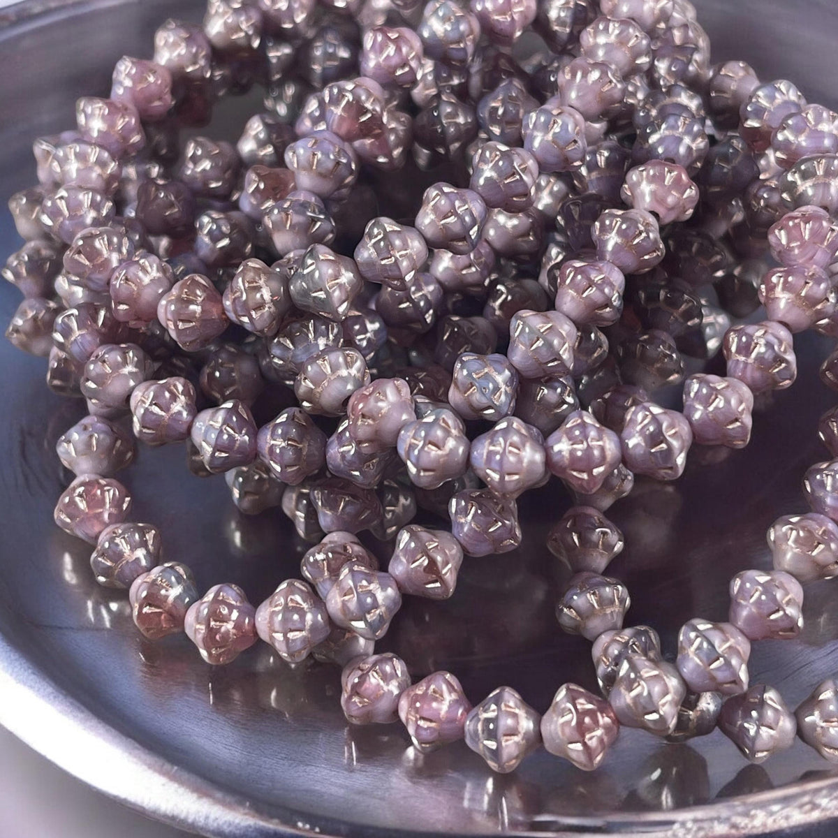Czech Glass Beads - Lilac Purple Silk 6mm Saturn Bicone (PS6/RJ-5244) * 25 Beads