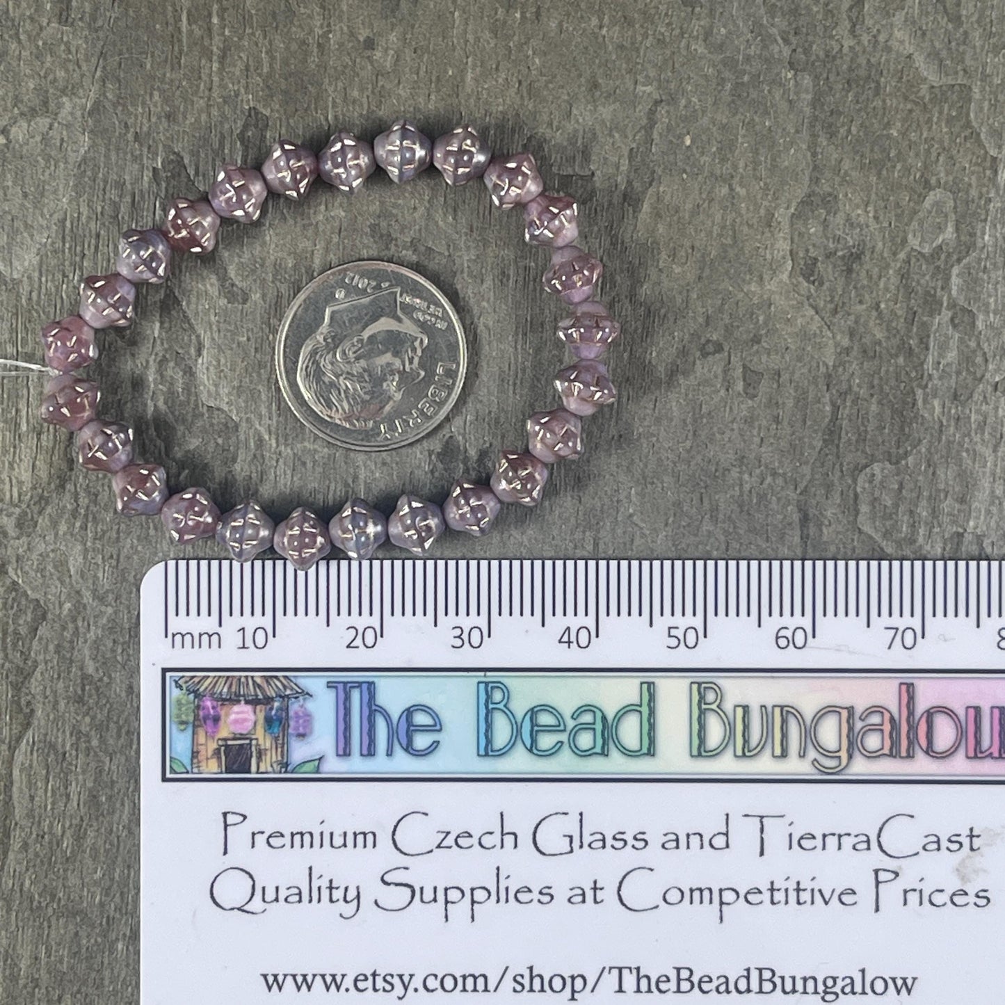 Czech Glass Beads - Lilac Purple Silk 6mm Saturn Bicone (PS6/RJ-5244) * 25 Beads