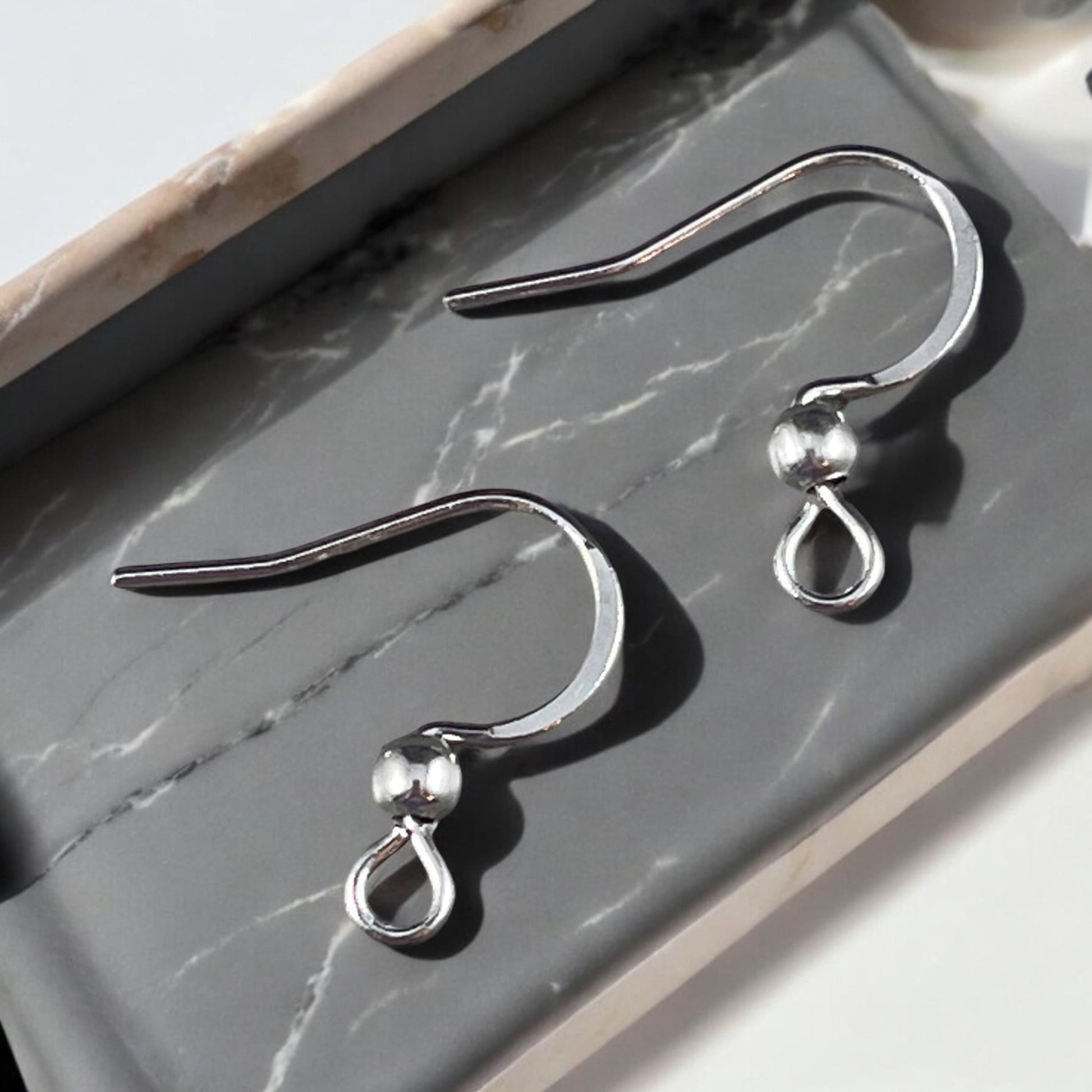Hypoallergenic 304 Stainless Steel Ear Wires, Silver 16mm French Hook with Ball (P210-18P) * Qty. 24