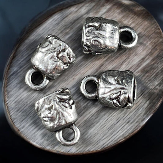 TierraCast Crimpable End Caps, Jardin End Caps for Leather Cord, 11mmx8mm Antiqued Pewter Cord Ends (PF/900-04) * Qty. 6