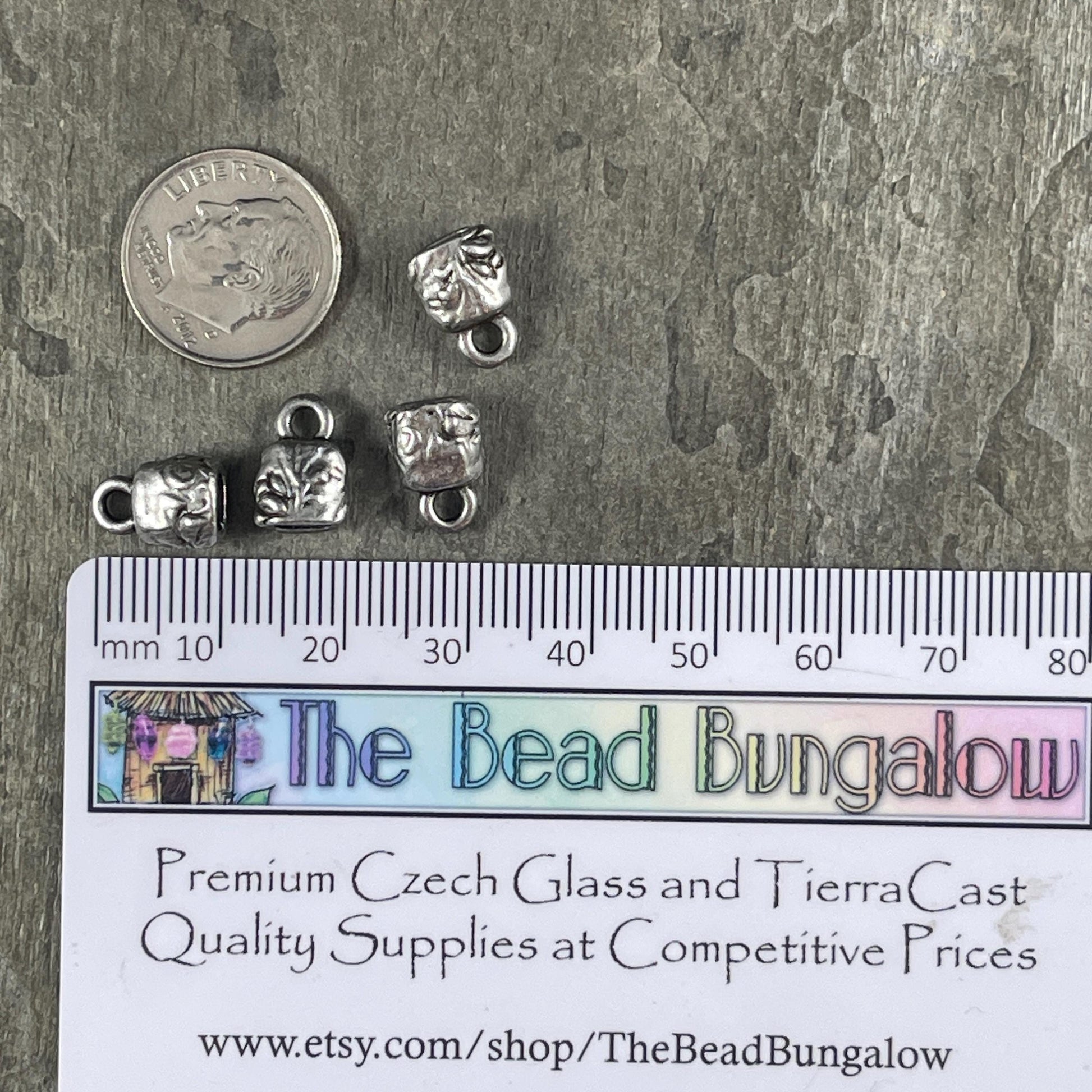 NEW TierraCast Crimpable End Caps, Jardin End Caps for Leather Cord, 11mmx8mm Antiqued Pewter Cord Ends (PF/900-04) * Qty. 6