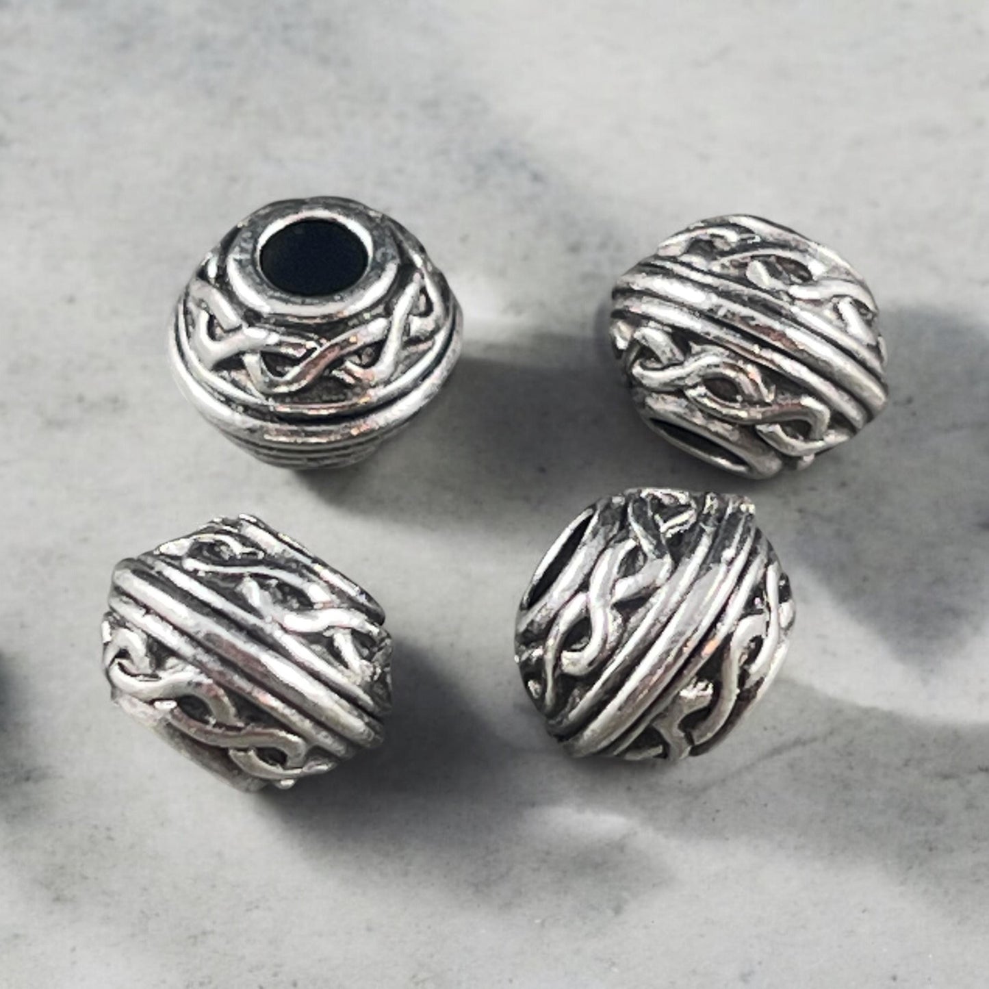 TierraCast Celtic Large Hole Bicone Bead, Antiqued Silver Plated (PF/748-77) * Qty. 4