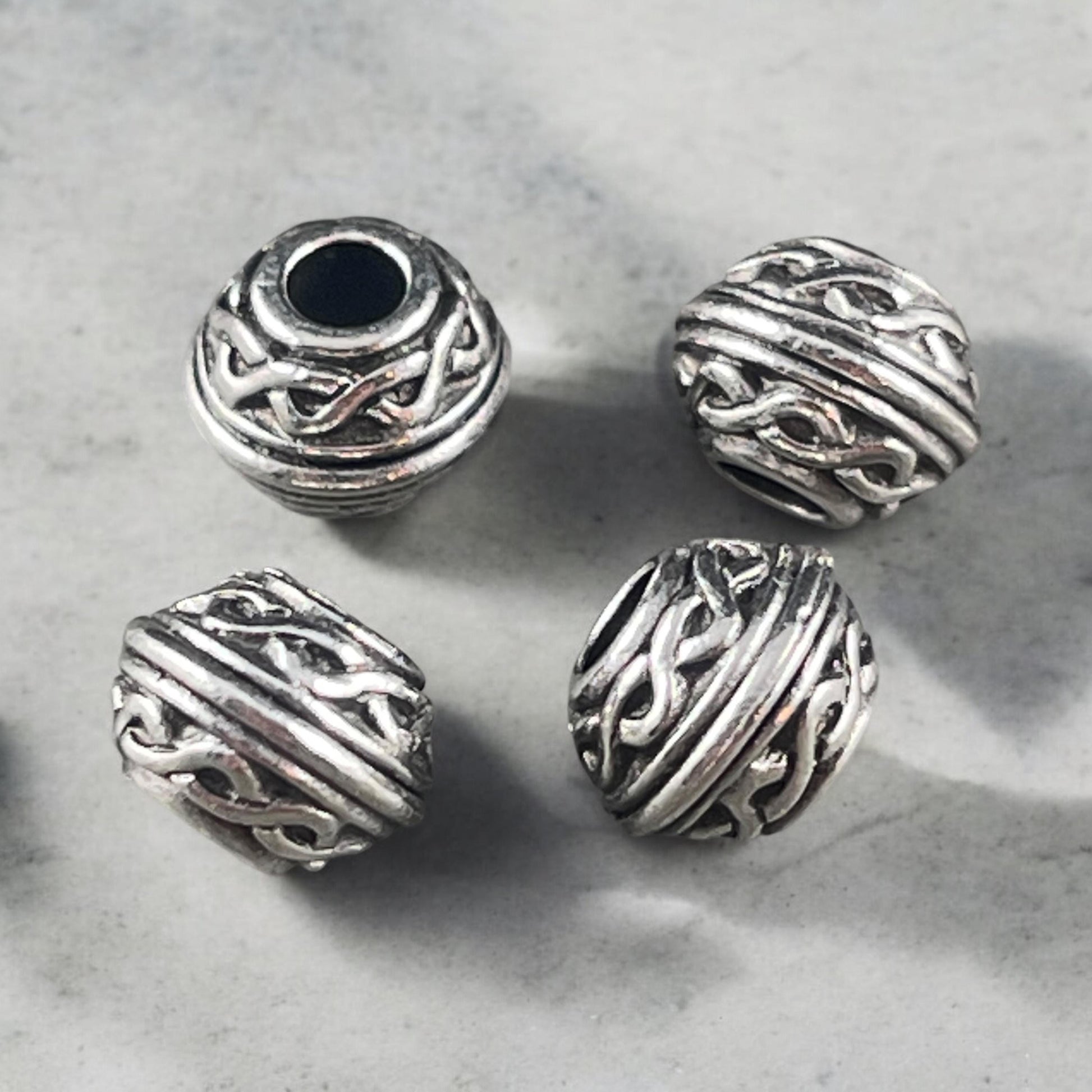 TierraCast Celtic Large Hole Bicone Bead, Antiqued Silver Plated (PF/748-77) * Qty. 4
