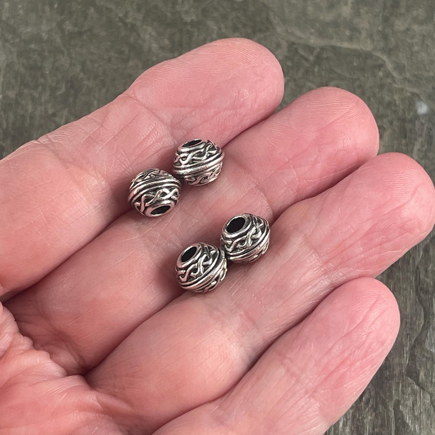 TierraCast Celtic Large Hole Bead, Antiqued Silver Celtic Bicone Beads (PF/748-77) * Qty. 4