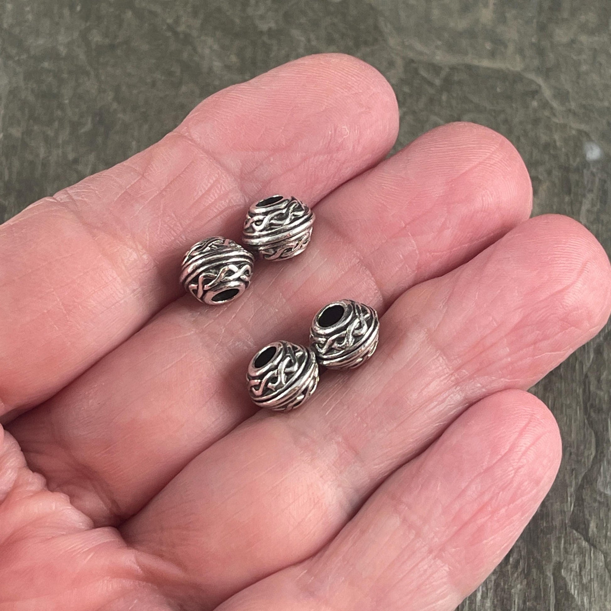 TierraCast Celtic Large Hole Bead, Antiqued Silver Celtic Bicone Beads (PF/748-77) * Qty. 4