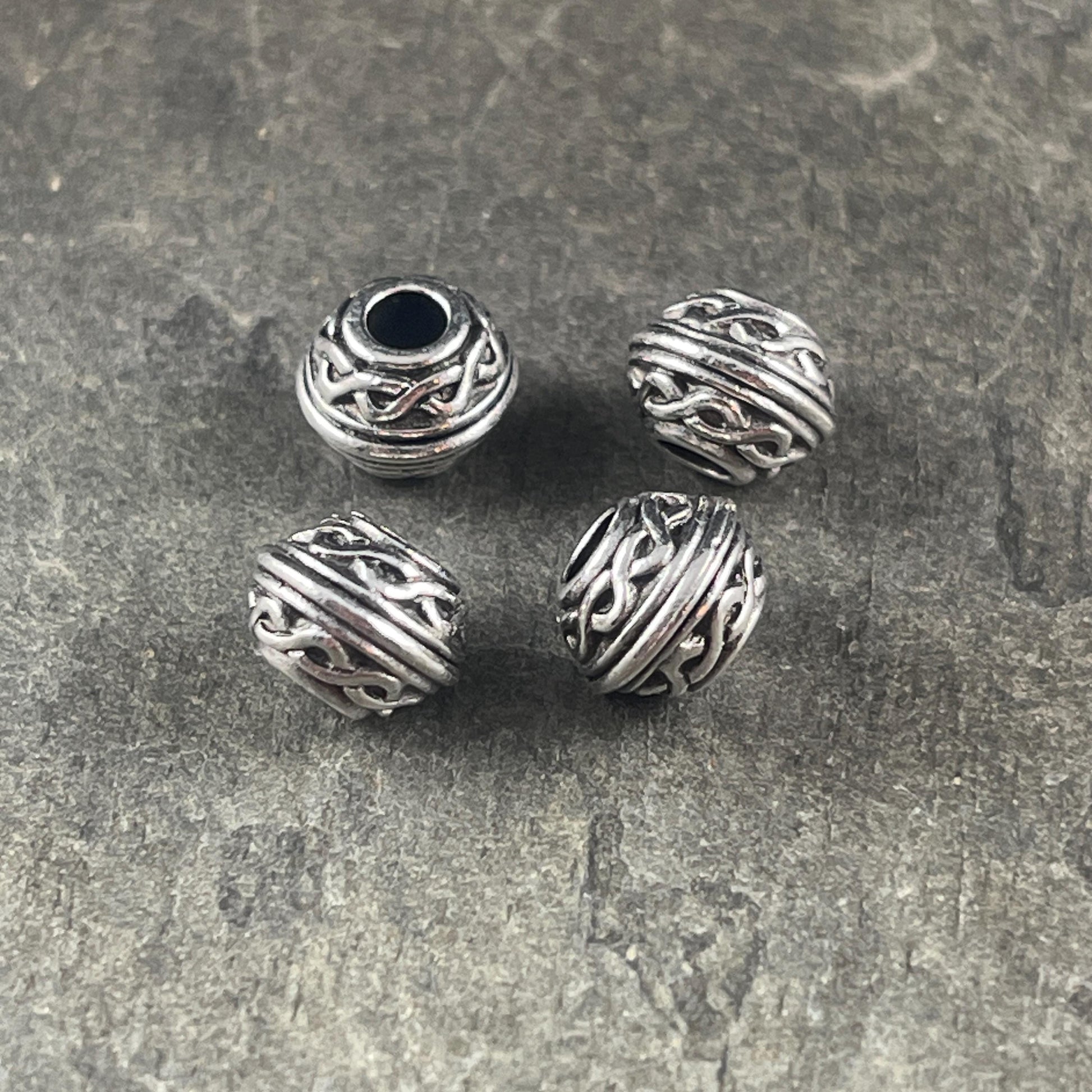 TierraCast Celtic Large Hole Bead, Antiqued Silver Celtic Bicone Beads (PF/748-77) * Qty. 4