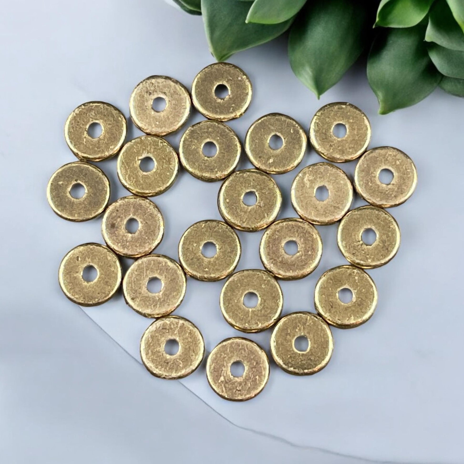 NEW TierraCast Spacer Beads, Brass Washer Style Spacer, 7mm Antiqued Brass Heishi Rondelle (PF/404-57) * Qty. 30