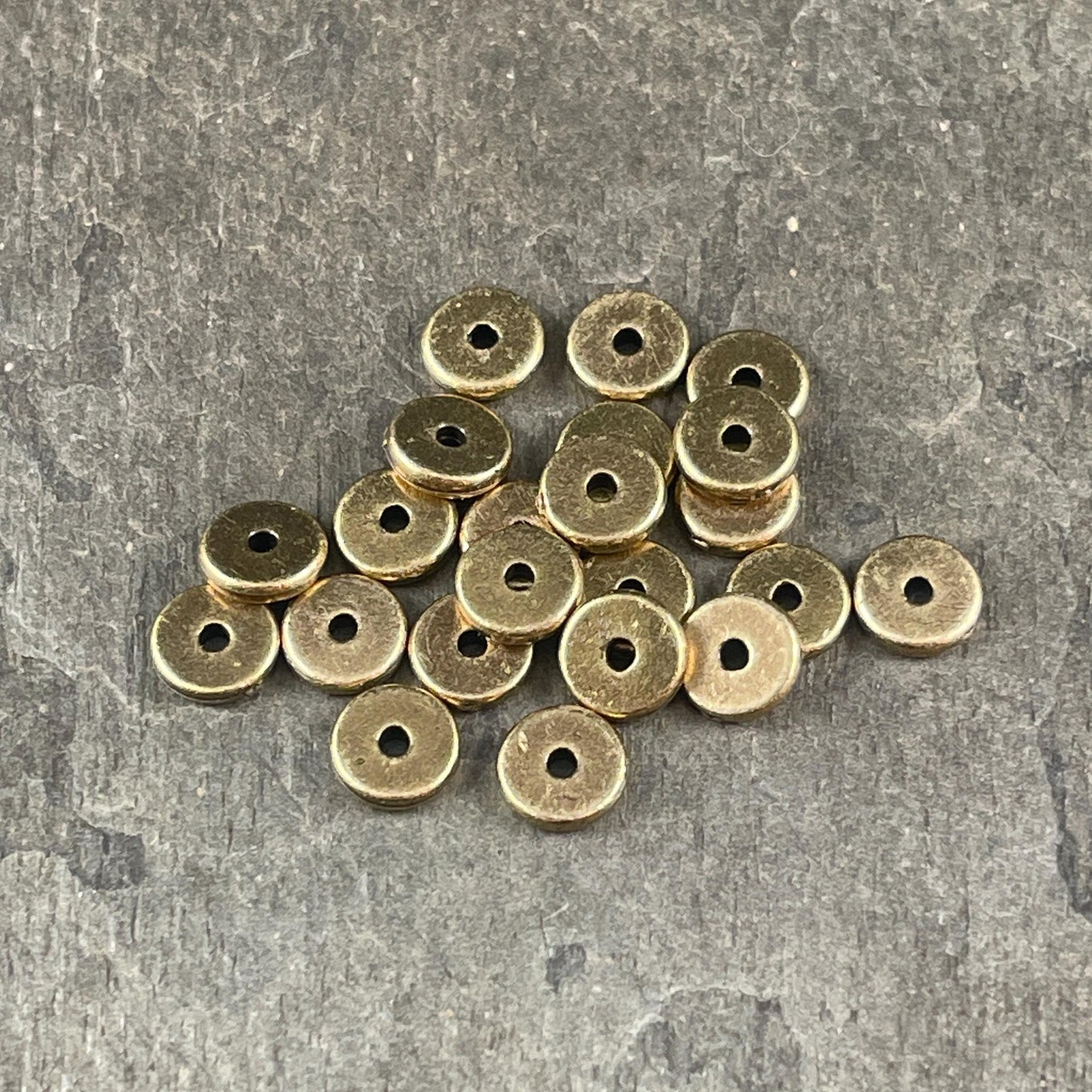 NEW TierraCast Spacer Beads, Brass Washer Style Spacer, 7mm Antiqued Brass Heishi Rondelle (PF/404-57) * Qty. 30