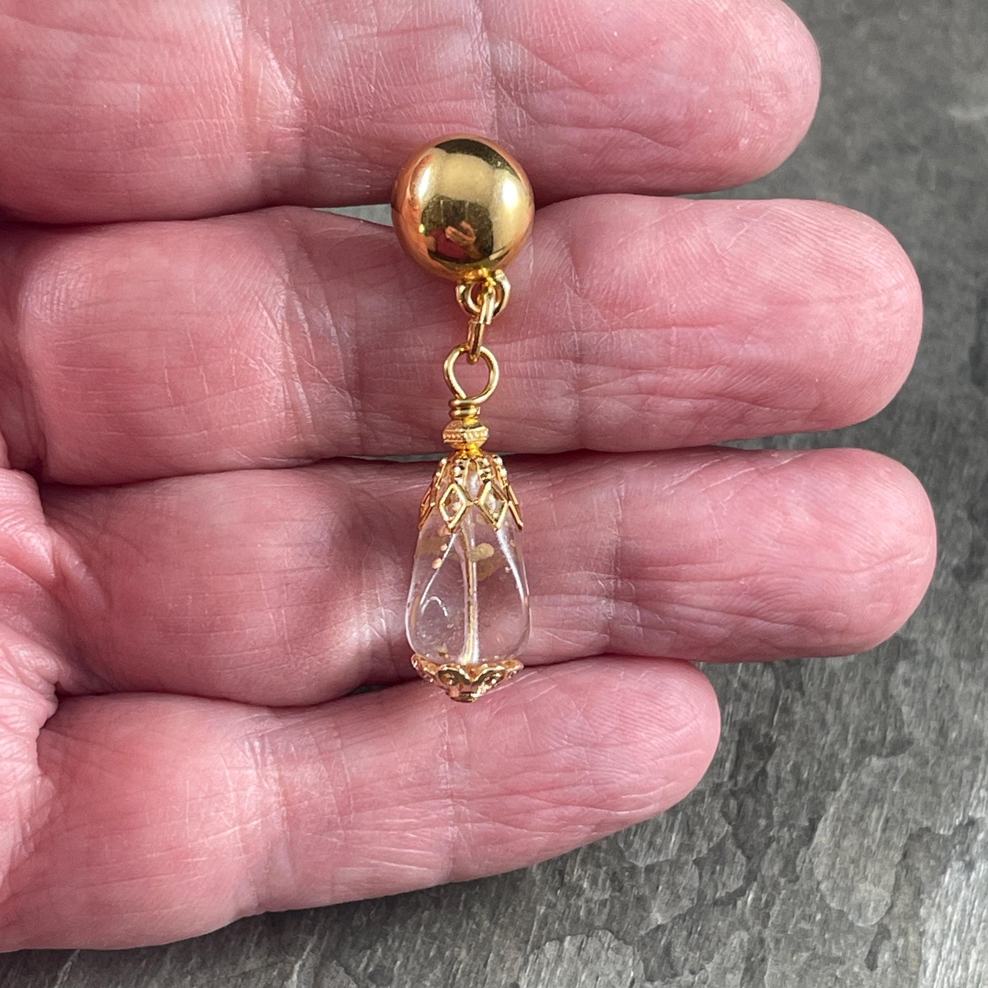 24k Gold Earring Post with Loop, Gold Dome Earring with Loop for Dangles (PF/12750-12) * Qty. 4