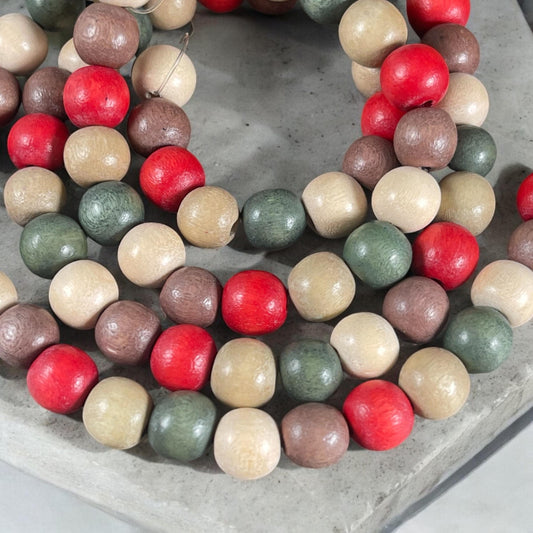 8mm Round Wooden Bead Custom Mix, Brown, Tan, Gray/Green, Dark Orange and Off-White, Lightweight Wooden Beads * 40 Beads