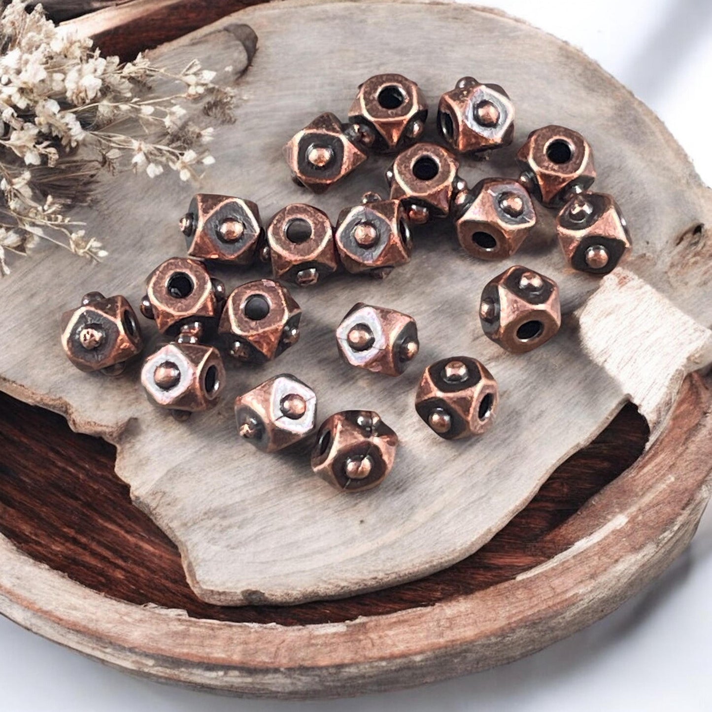 New TierraCast 4mm Cube Beads, Antiqued Copper Spacer Beads, Copper Faceted Cube (PF/873-87) * Qty. 20