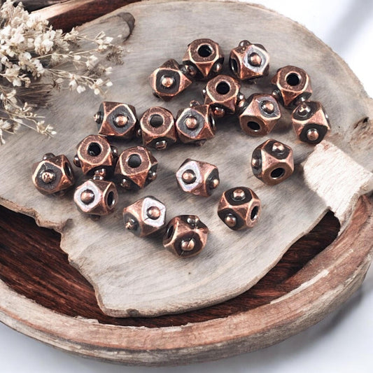 TierraCast 4mm Cube Beads, Antiqued Copper Spacer Beads, Copper Faceted Cube (PF/873-87) * Qty. 20