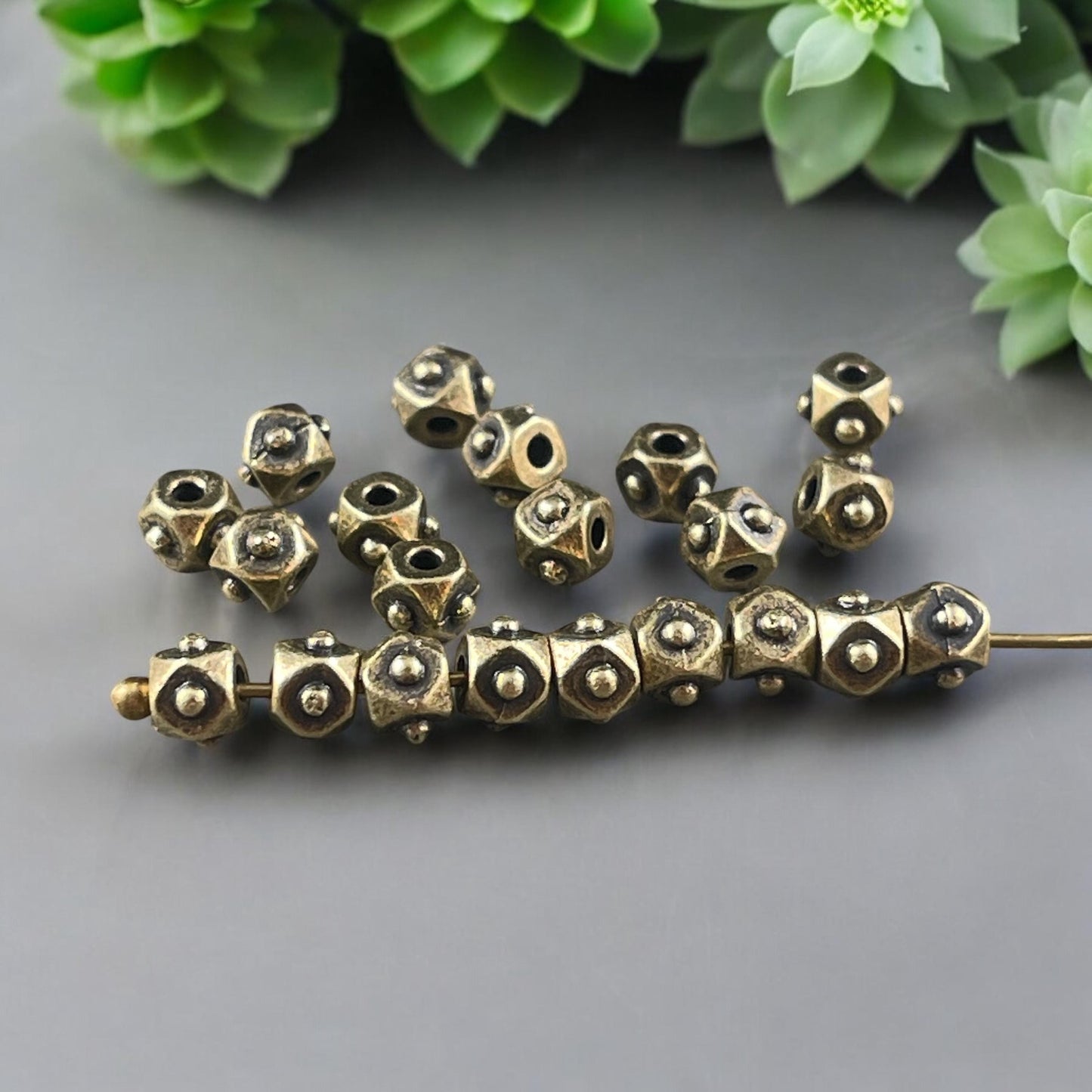 NEW TierraCast 4mm Cube Beads, Antiqued Brass Spacer Beads, Brass Faceted Cube (PF/873-57) * Qty. 20