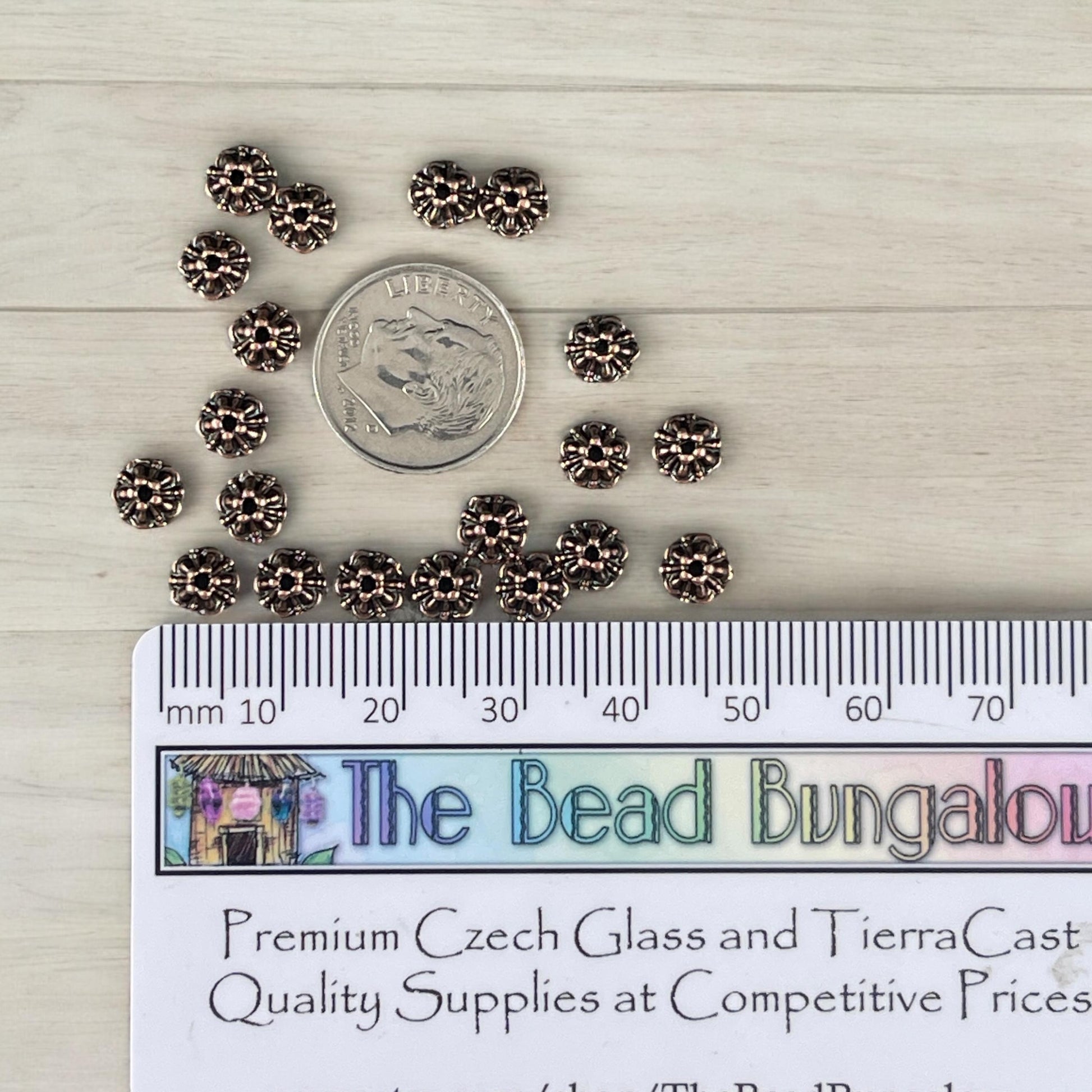 TierraCast Tiffany 6mm Bead Caps, Antiqued Copper Plated (PF/779-87) * Qty. 20