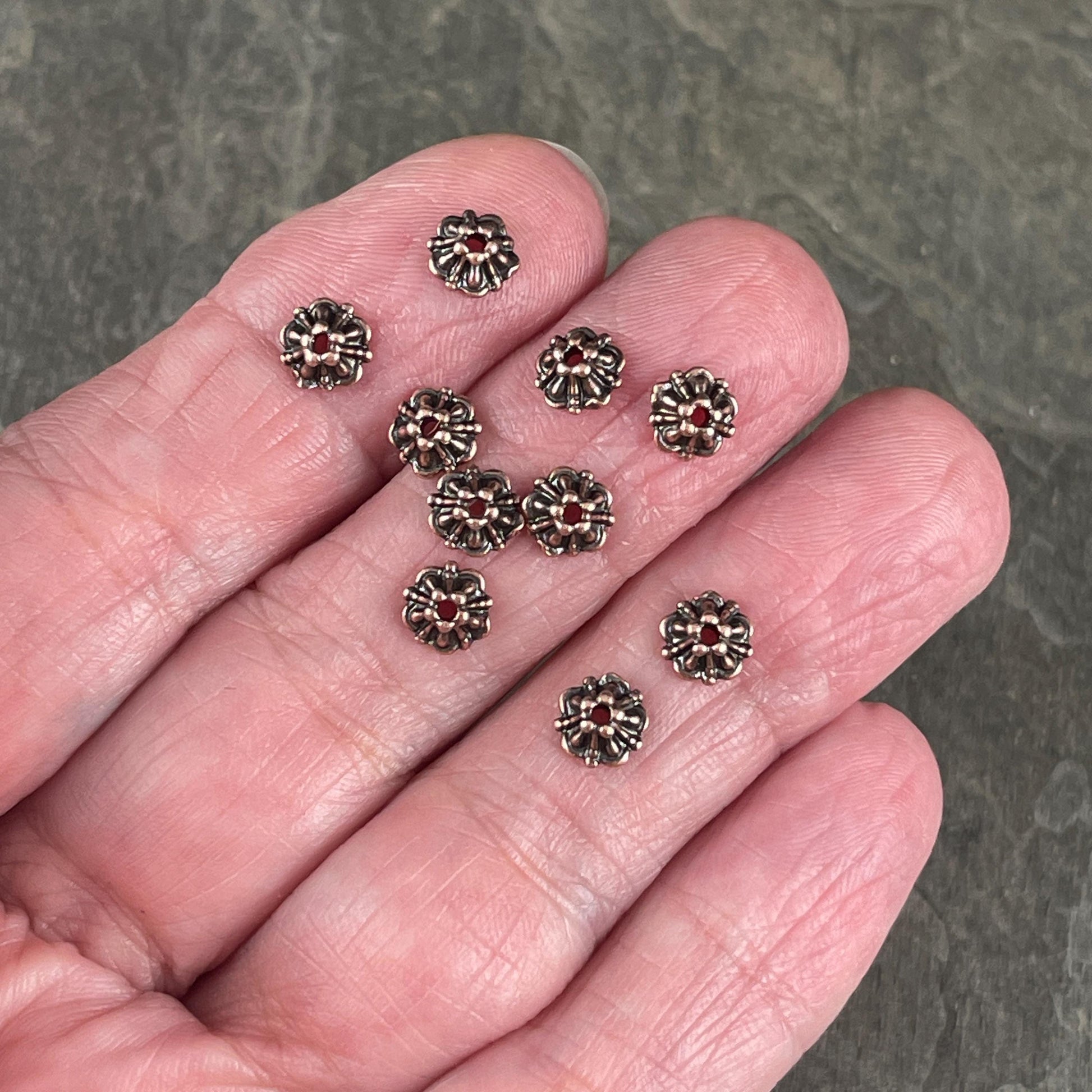 NEW TierraCast Tiffany Bead Caps, 6mm Antiqued Copper Plated Bead Caps (PF779-87) * Qty. 20
