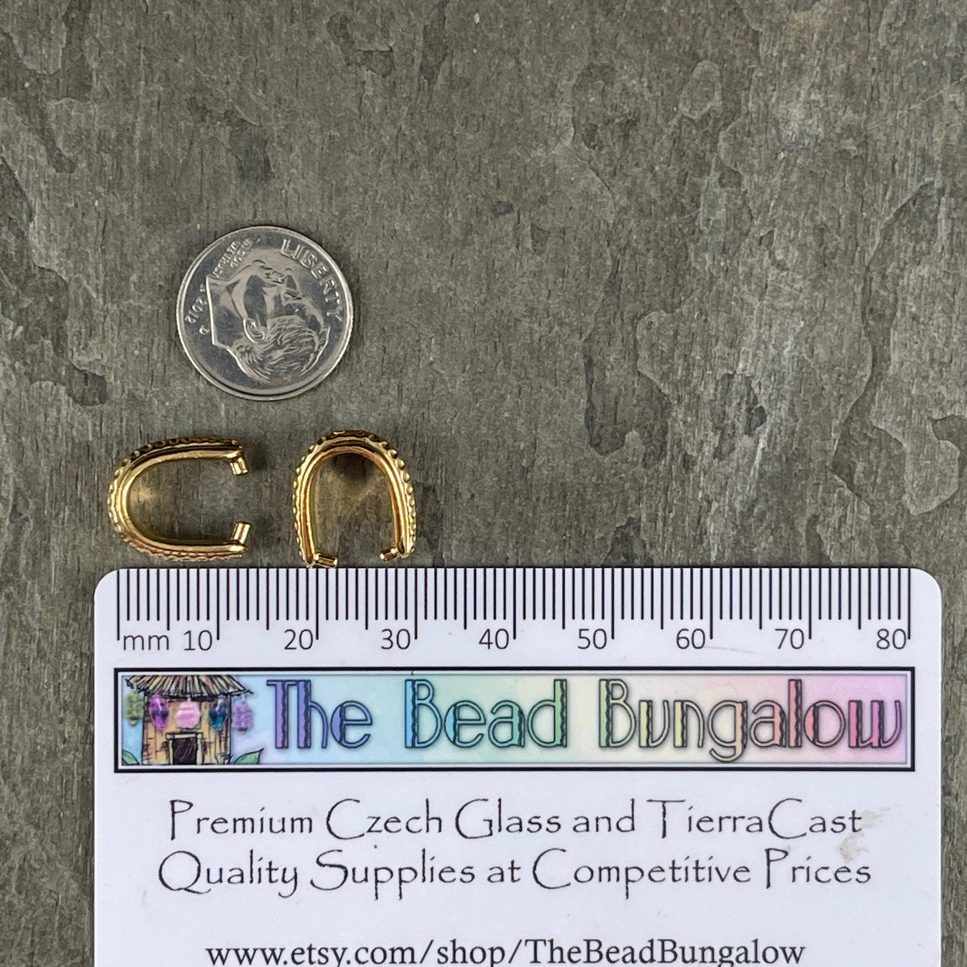 TierraCast Pinch Bail, 24k Gold Plated Hammertone Bail, TierraCast Findings (PF/877-12) * Qty. 2