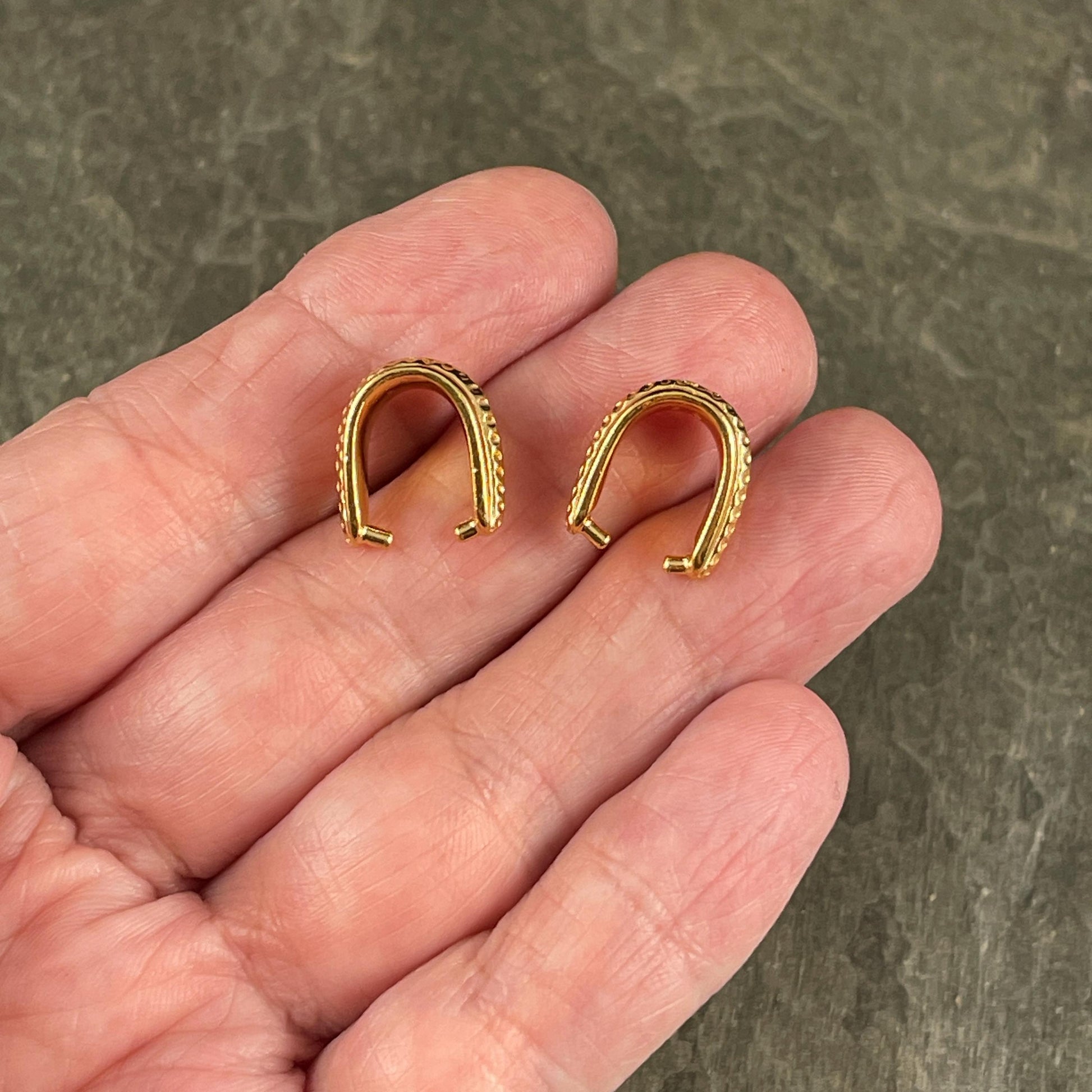 TierraCast Pinch Bail, 24k Gold Plated Hammertone Bail, TierraCast Findings (PF/877-12) * Qty. 2