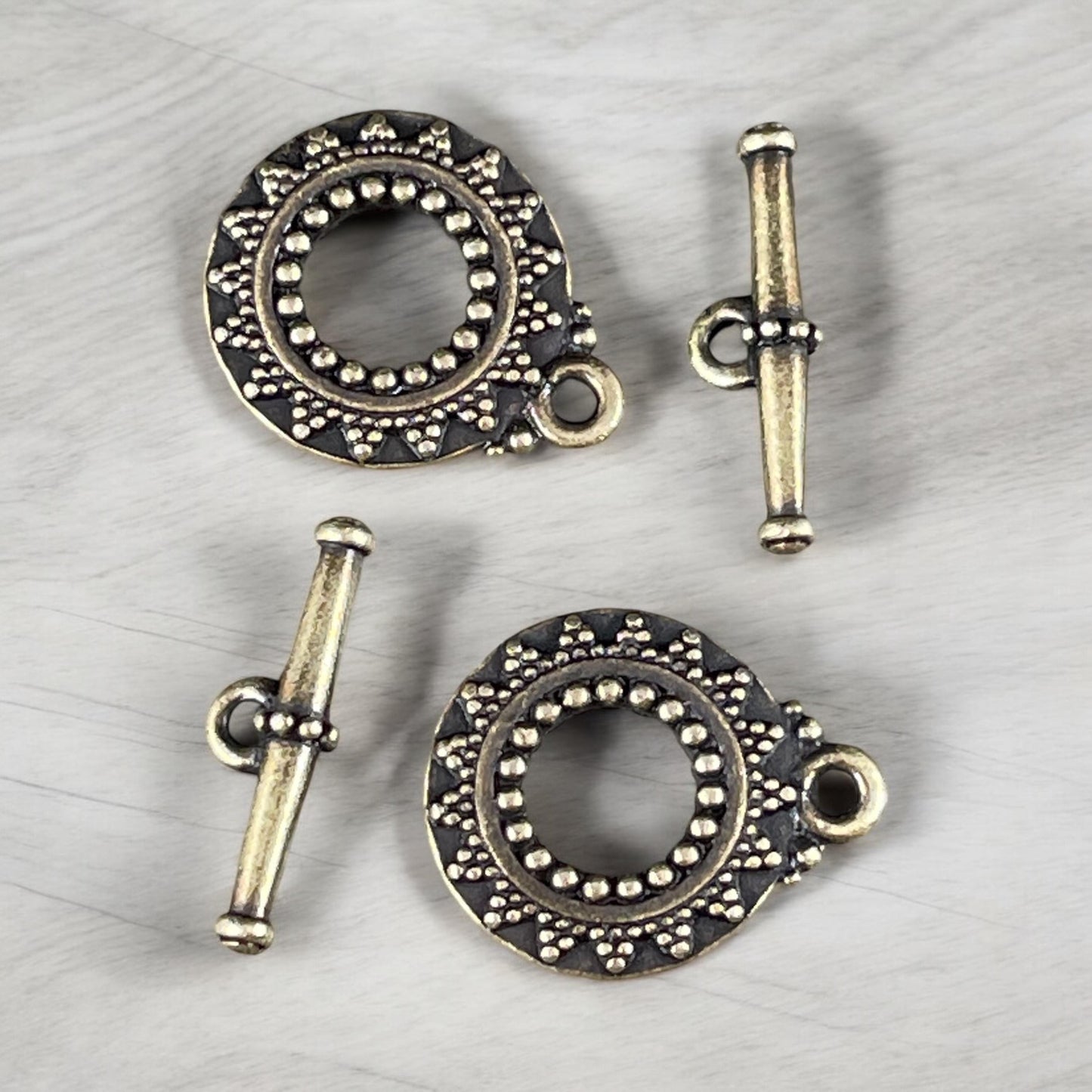 TierraCast Bali Toggle Clasps, Antiqued Brass, Double Sided Toggle Clasp (PF/945-57) * Qty. 2