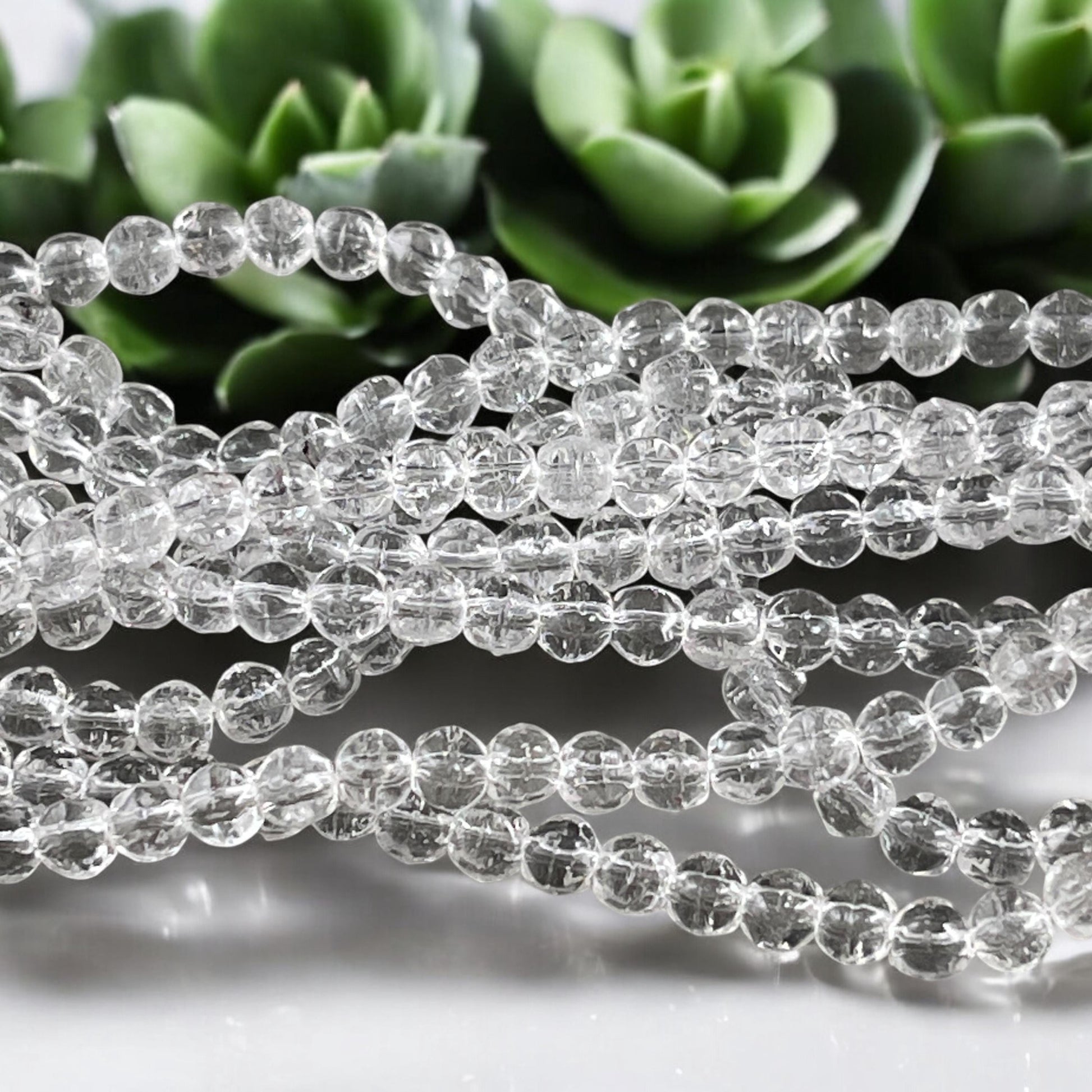 Czech Glass Beads - Crystal Clear Glass Beads, 3mm English Cut Beads (EC3/SM-0003) * Qty. 50