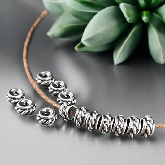 TierraCast 6mm Antiqued Silver Rope Design Rondelle (PF/796-77) * Qty. 10
