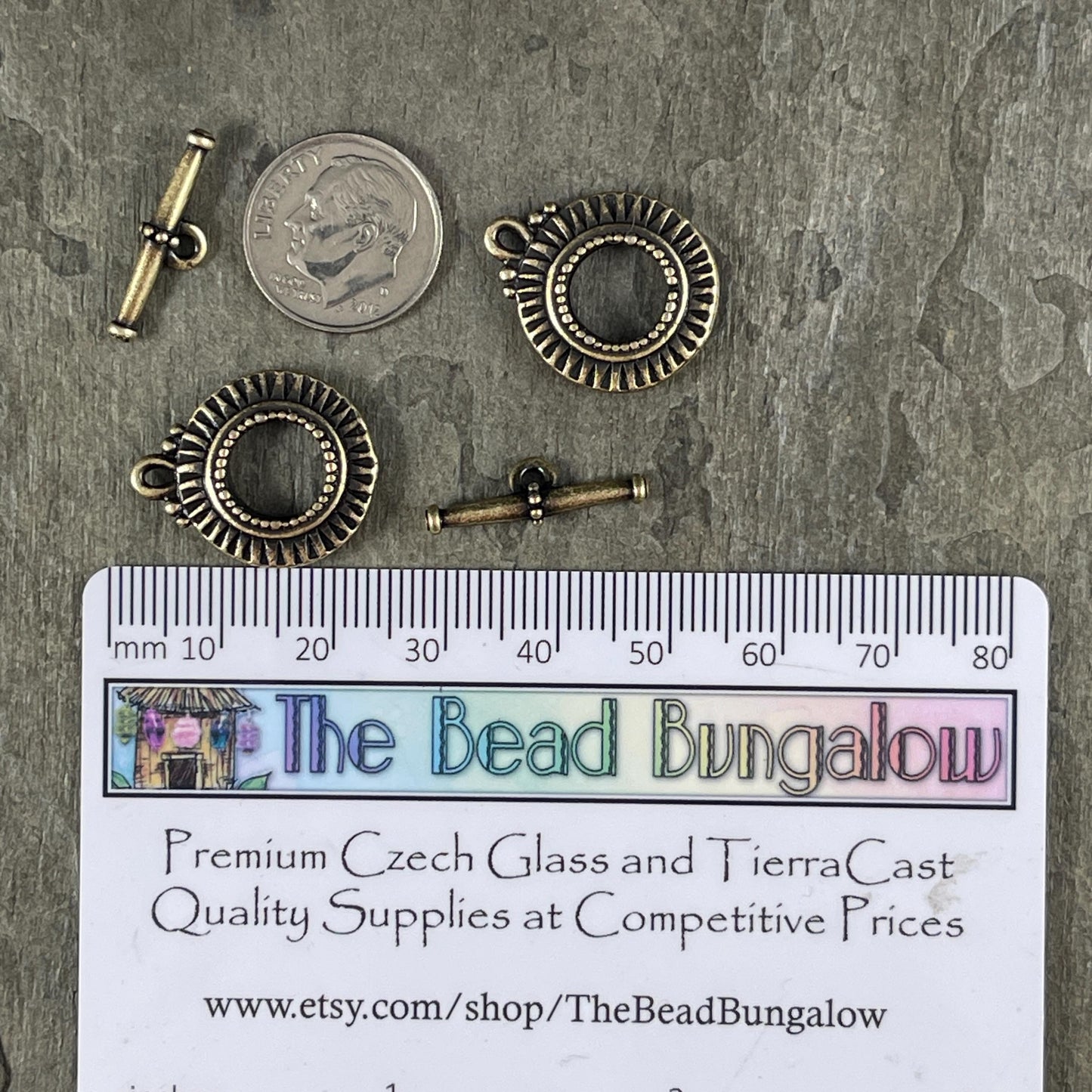 NEW TierraCast Sunburst Toggle Clasp, Antiqued Brass Double Sided Clasp (PF/936-57) * Qty. 2