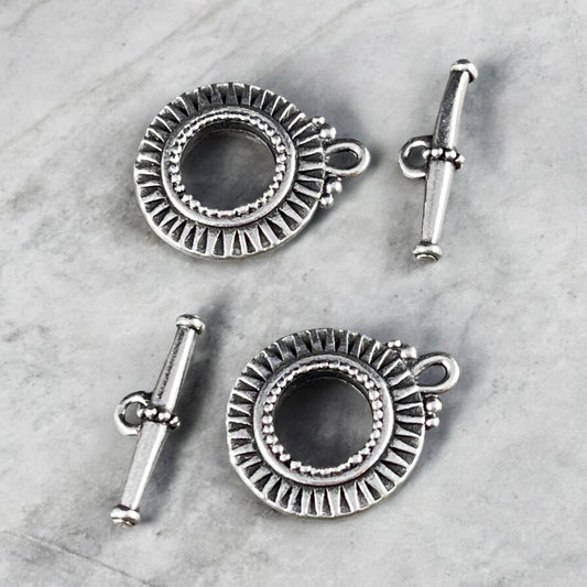 TierraCast Sunburst Toggle Clasp, Antiqued Silver Plated (PF/936-77) * Qty. 2