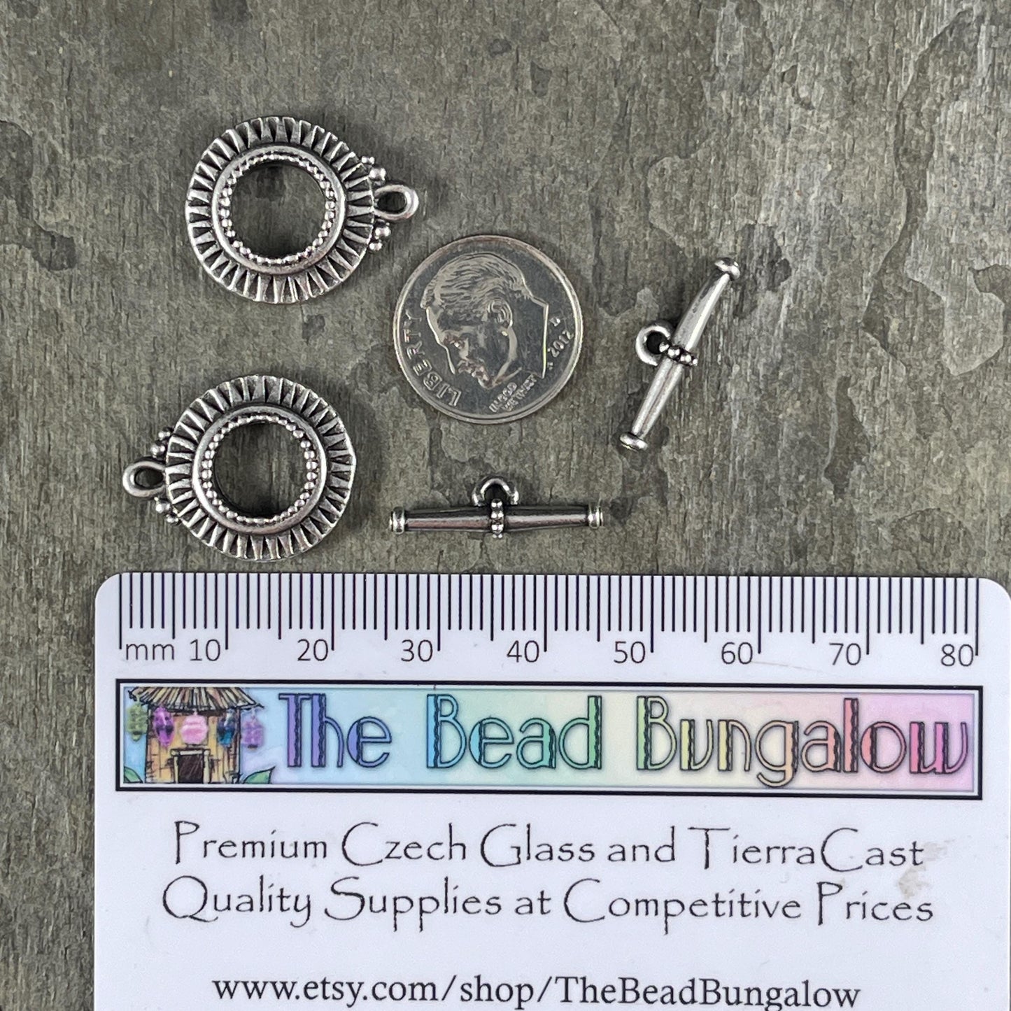 NEW TierraCast Sunburst Toggle Clasp, Antiqued Silver Double Sided Clasp (PF/936-77) * Qty. 2