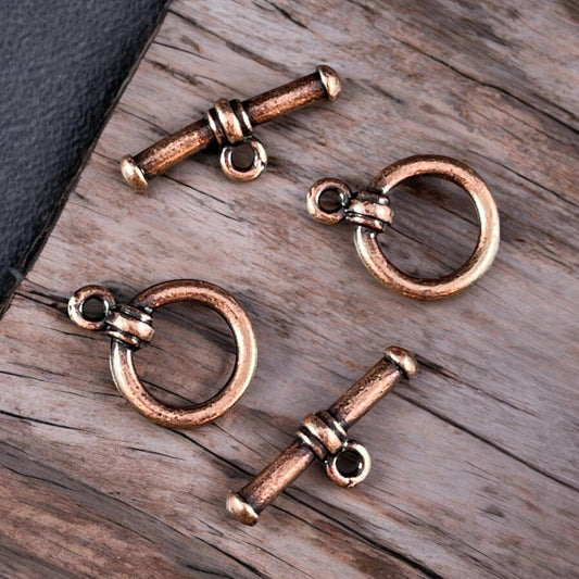 NEW TierraCast Antiqued Copper Toggle Clasp, 12mm Simple Bar and Ring Toggle Clasp (PF/934-87) * Qty. 2