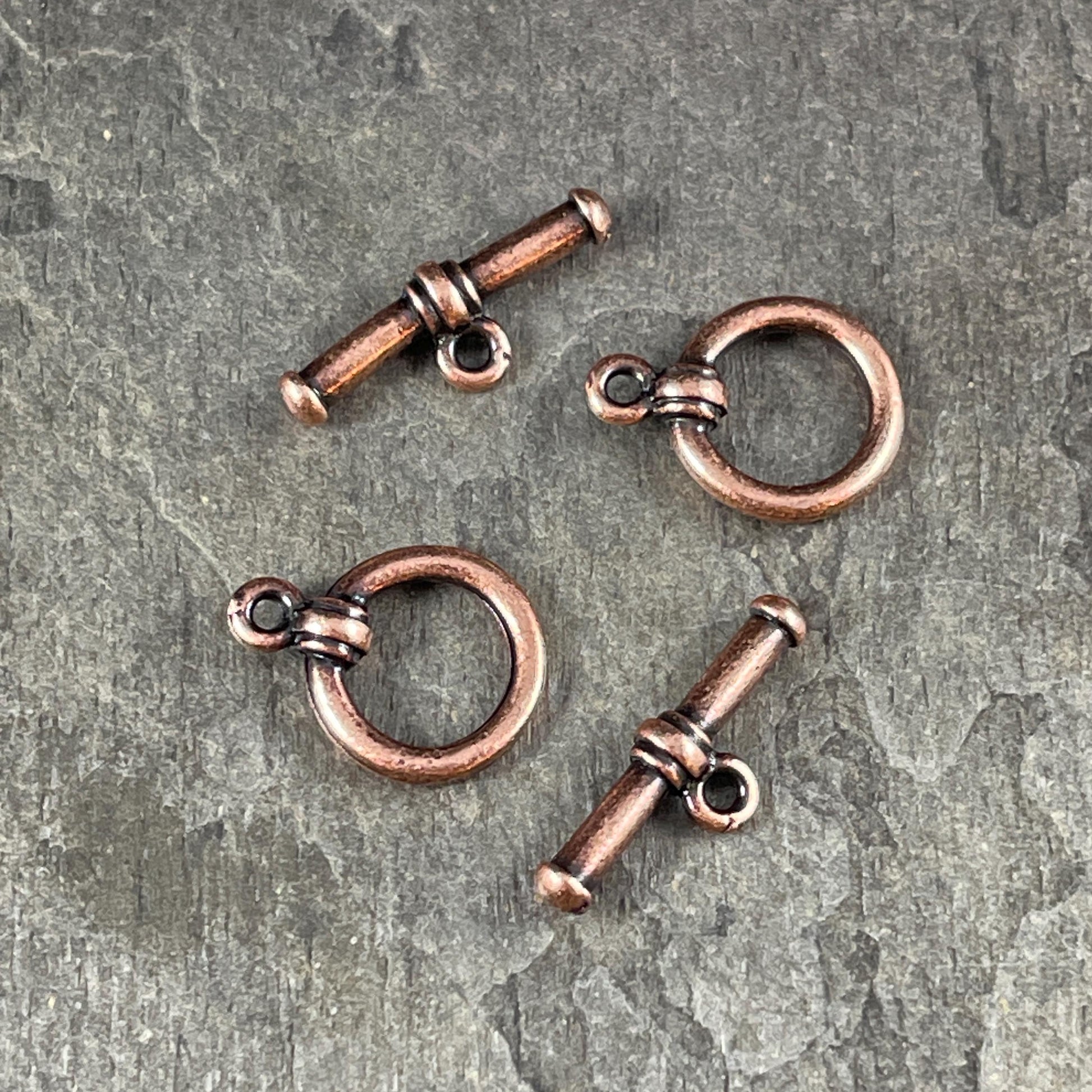 NEW TierraCast Antiqued Copper Toggle Clasp, 12mm Simple Bar and Ring Toggle Clasp (PF/934-87) * Qty. 2