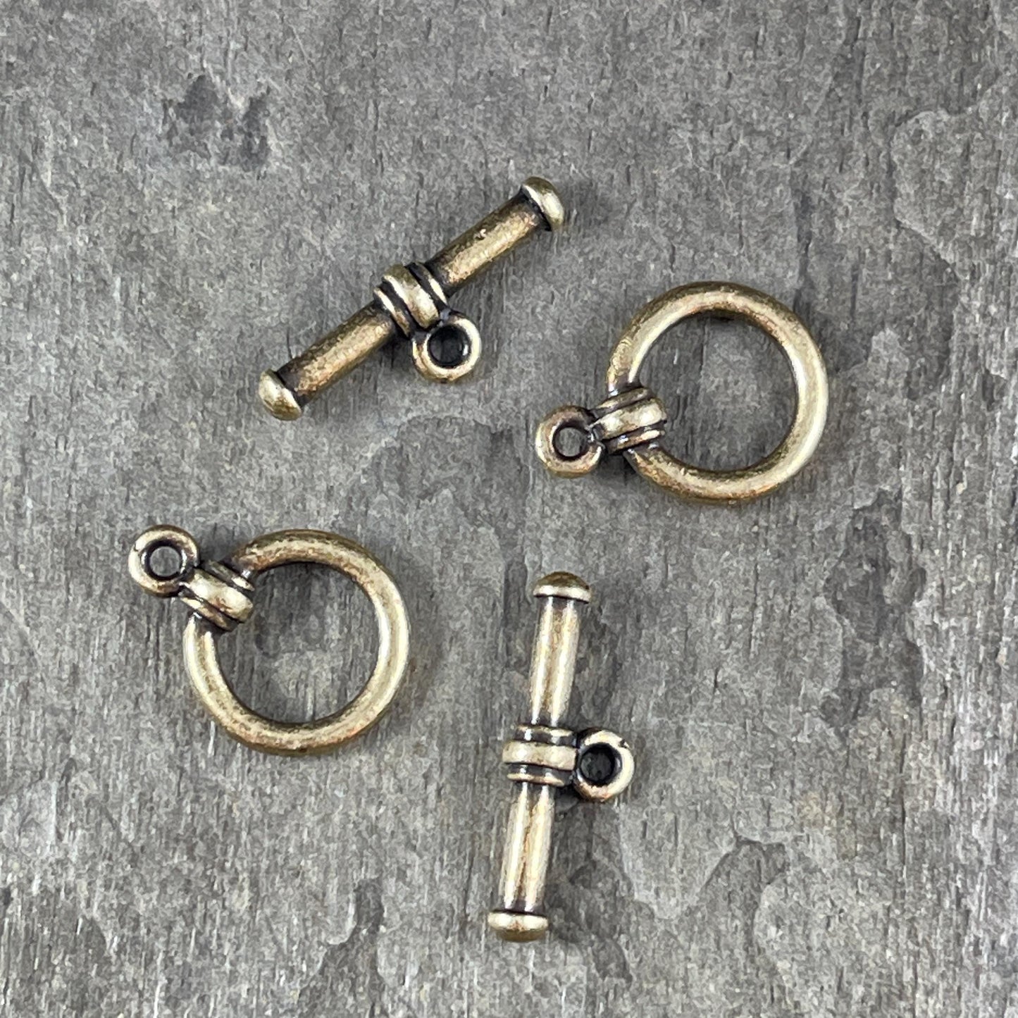 NEW TierraCast Toggle Antiqued Brass Toggle Clasp, 12mm Simple Bar and Ring Toggle Clasp (PF/934-57) * Qty. 2