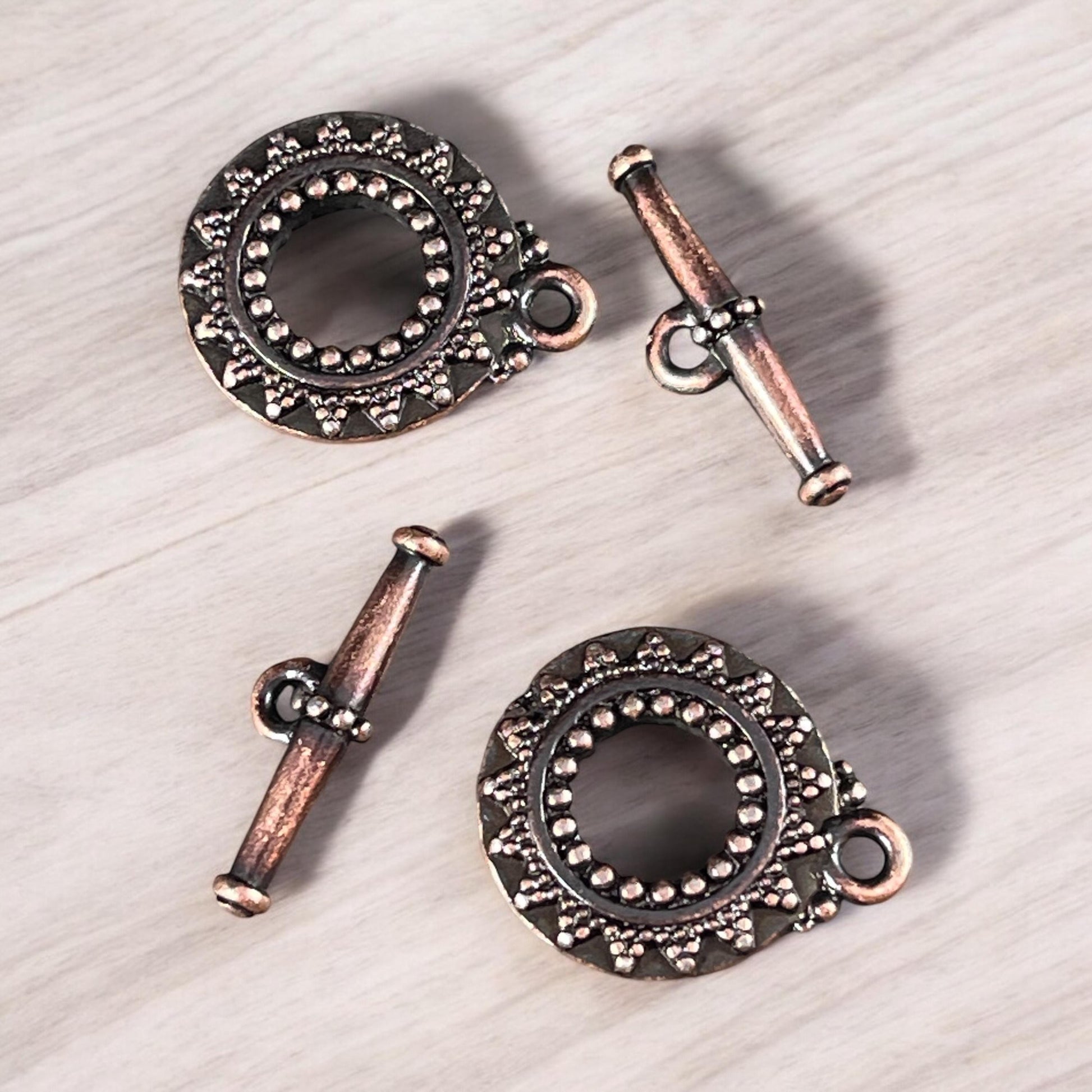 TierraCast Bali Toggle Clasps, Antiqued Copper, Double Sided Toggle Clasp (PF/945-87) * Qty. 2