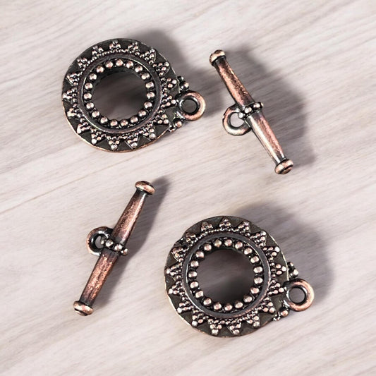 TierraCast Bali Toggle Clasps, Antiqued Copper, Double Sided Toggle Clasp (PF/945-87) * Qty. 2