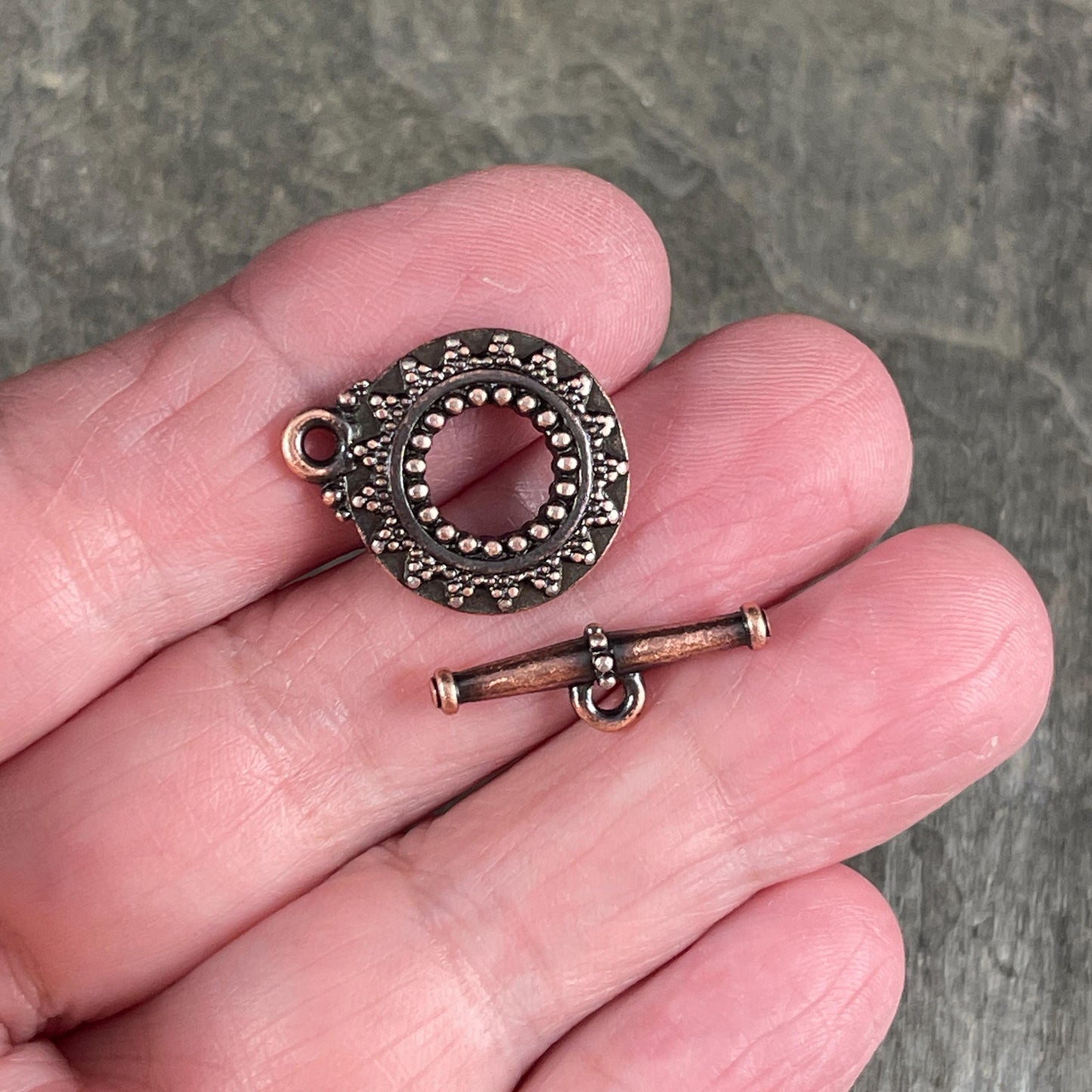 TierraCast Bali Toggle Clasp, Antiqued Copper Plated (PF/945-87) * Qty. 2
