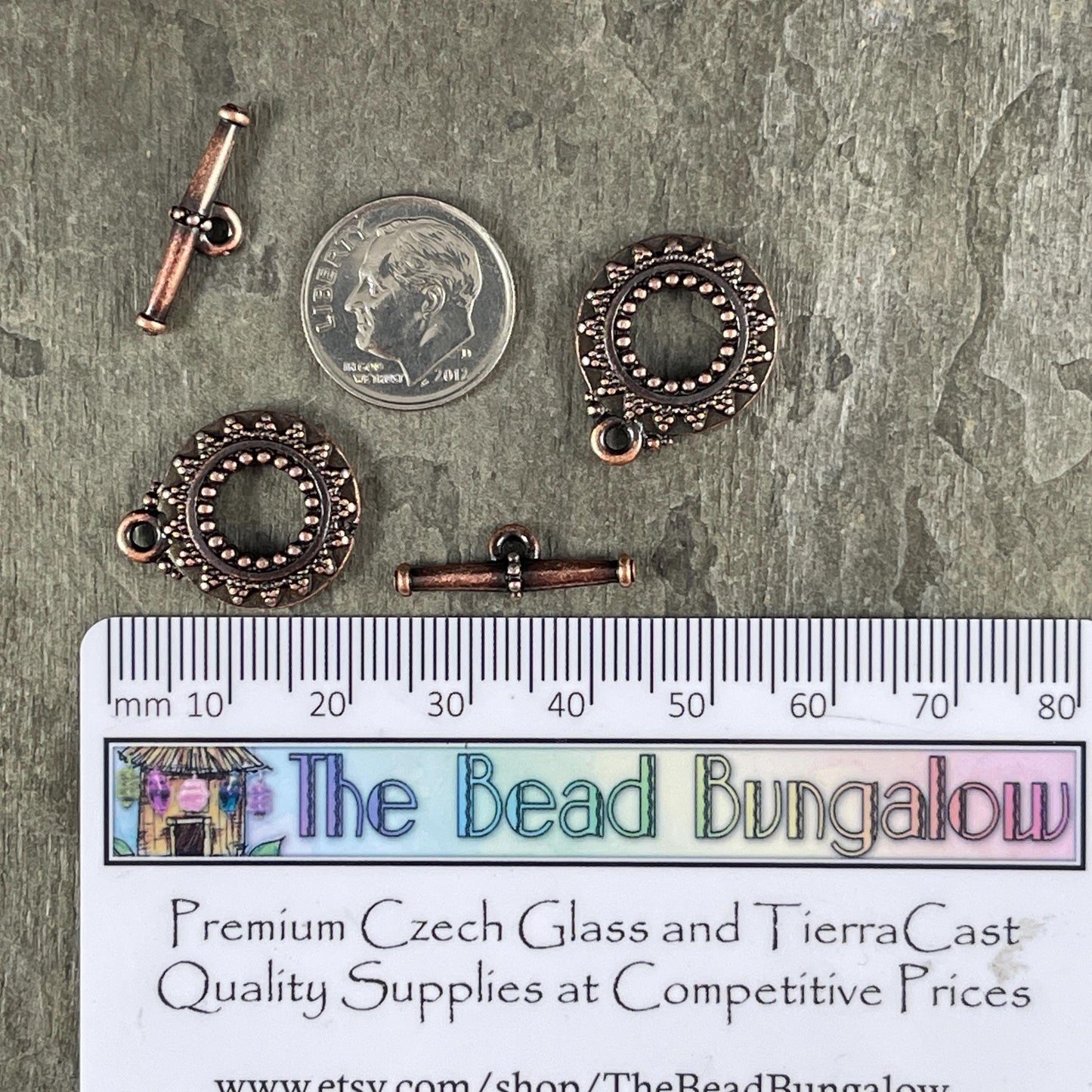 TierraCast Bali Toggle Clasps, Antiqued Copper, Double Sided Toggle Clasp (PF/945-87) * Qty. 2