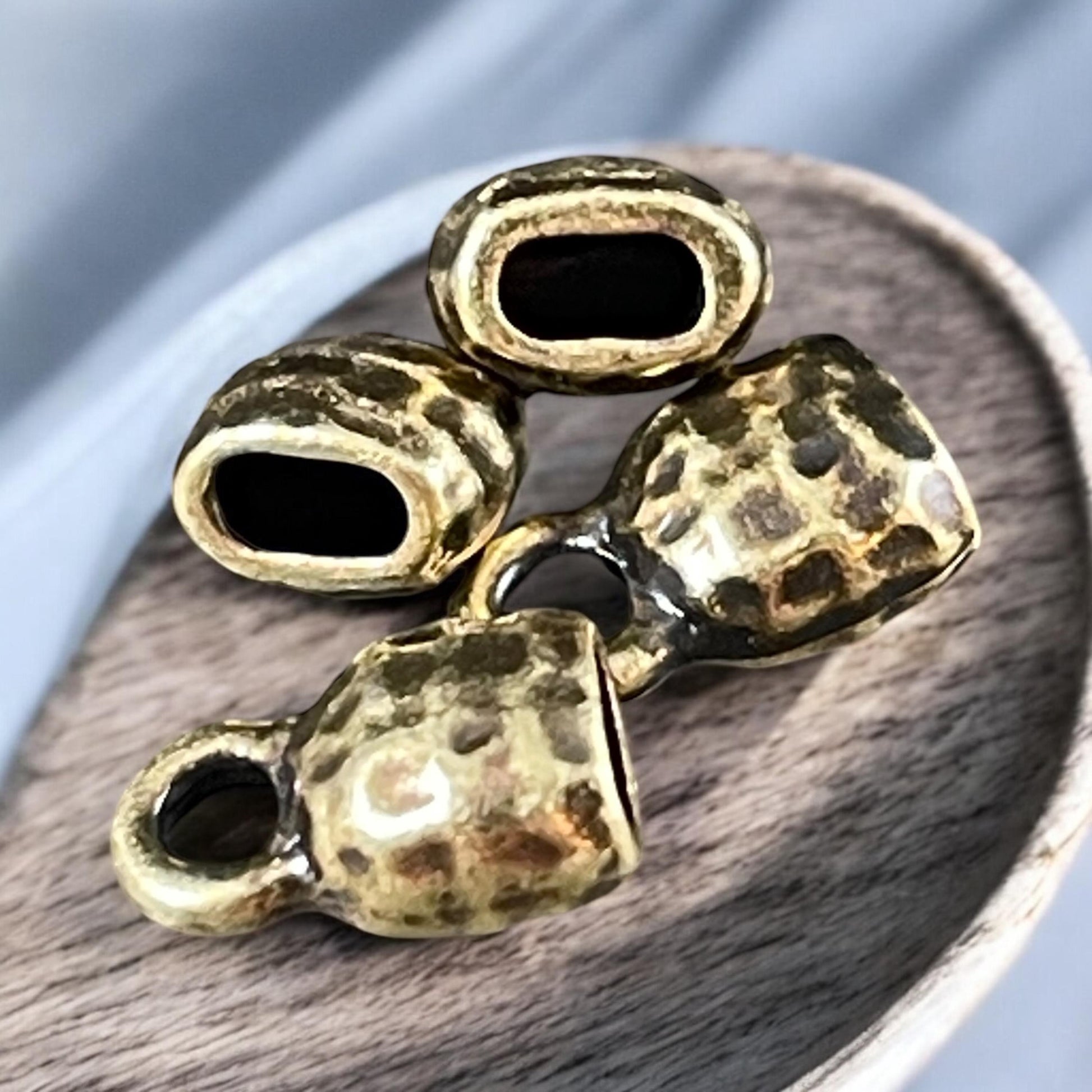 TierraCast Antiqued Brass Crimpable End Caps, Hammered Texture End Caps for Leather Cords (PF/923-57) * BULK Bag - Qty. 20