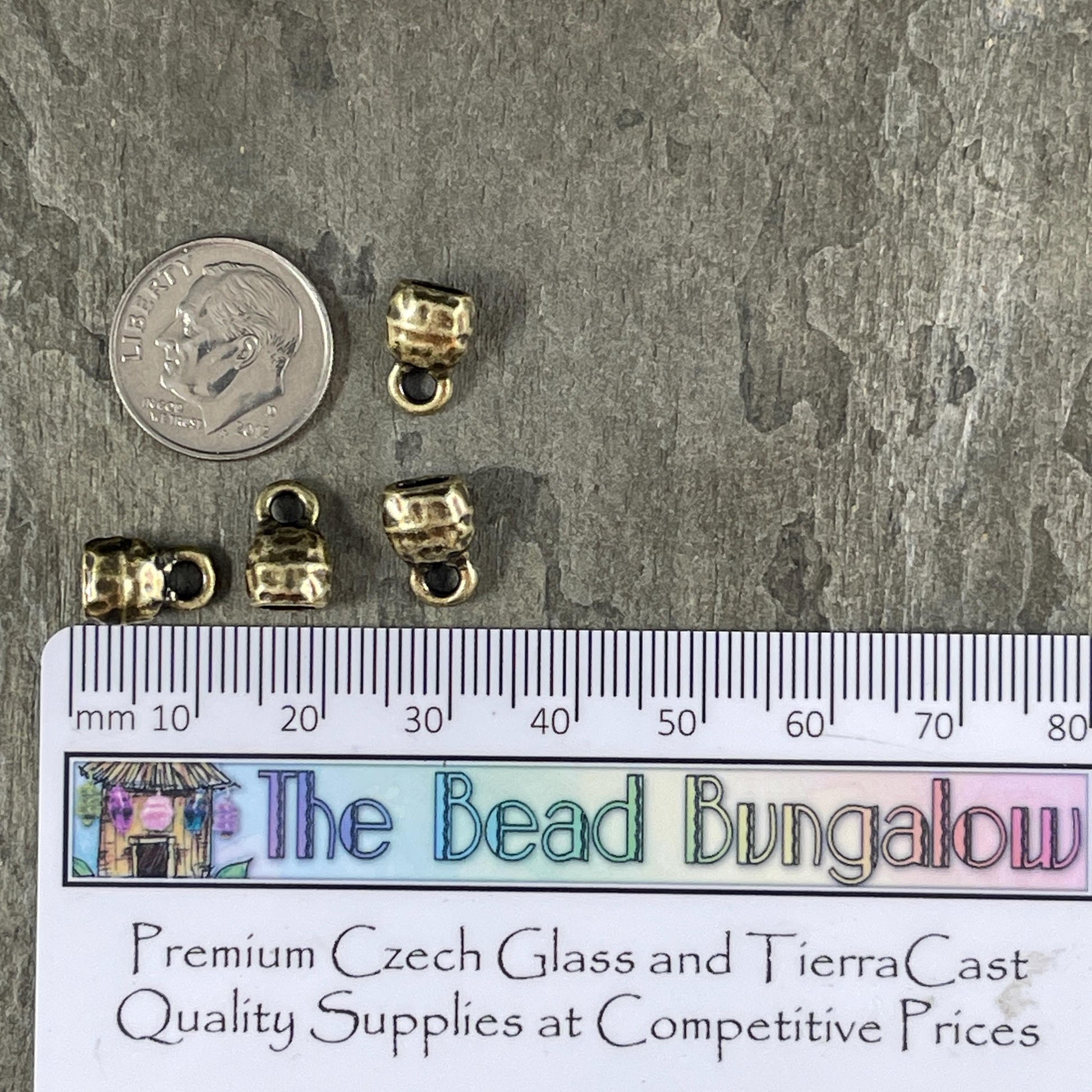 TierraCast Antiqued Brass Crimpable End Caps, Hammered Texture End Caps for Leather Cords (PF/923-57) * Qty. 4