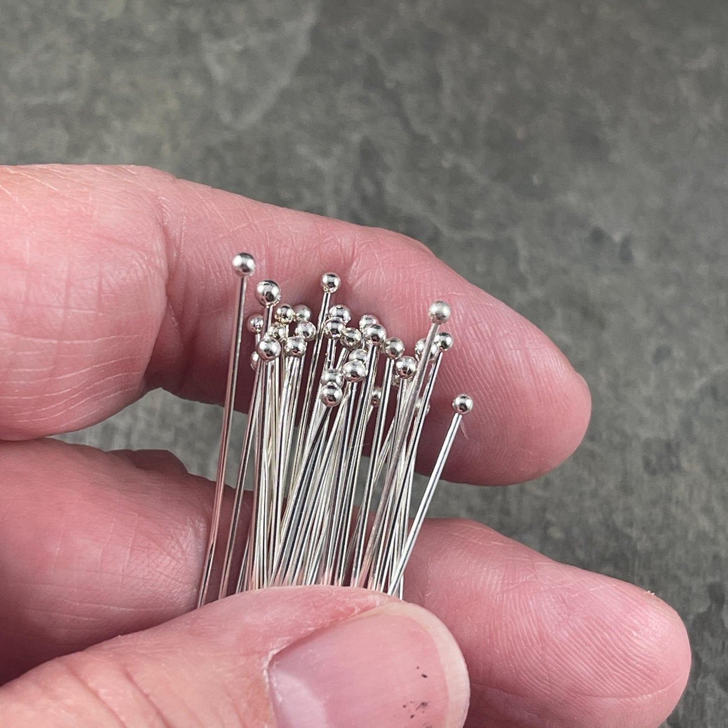 Silver Ball Headpins ~ 2 1/4" 22g Ball Headpins ~ Silver Plated Brass Head Pins (PH-BHP-S) * Qty. 100