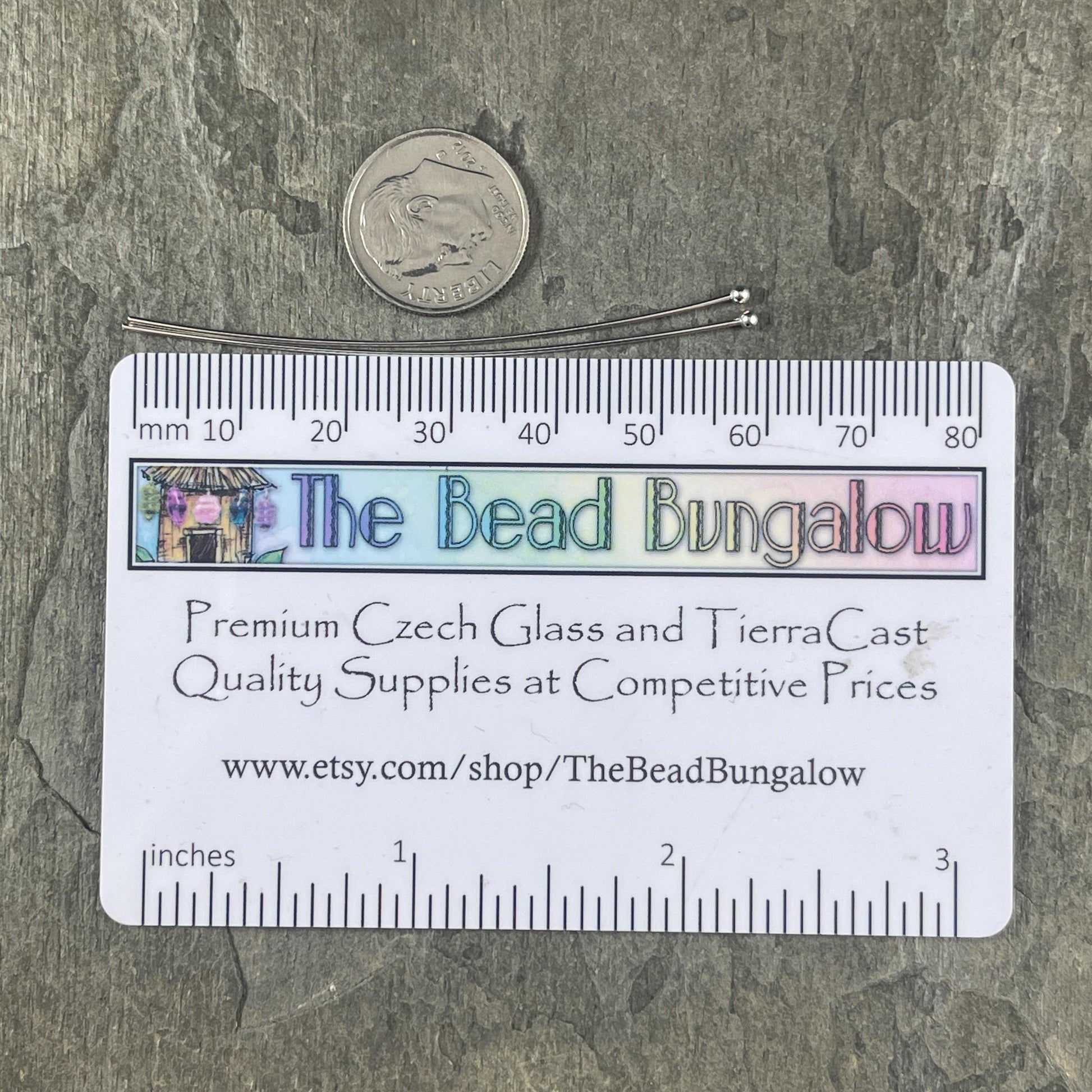 Silver Ball Headpins ~ 2 1/4" 22g Ball Headpins ~ Silver Plated Brass Head Pins (PH-BHP-S) * Qty. 100