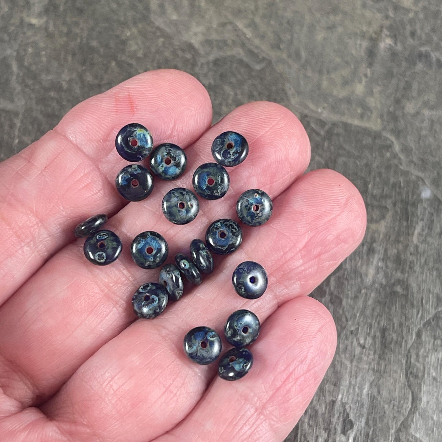 Czech Glass Beads - Cobalt Blue with Full Picasso, 6x2mm Rondelle (RD6/RJ-4764) * Qty. 50
