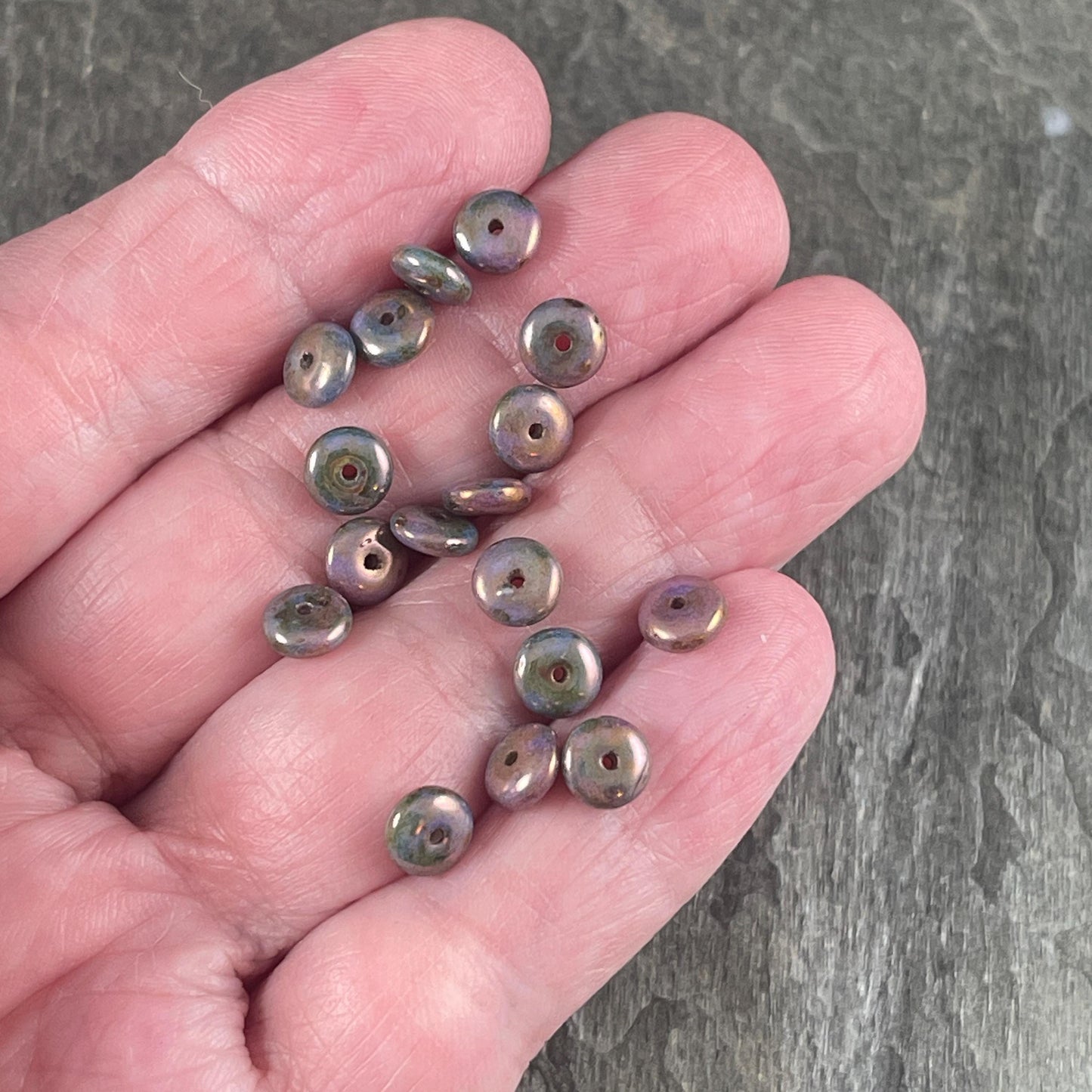 Czech Glass Beads - Multi-Color Purple Bluestone Marbled Finish, 6x2mm Rondelle (RD6/RJ-4585) * Qty. 50