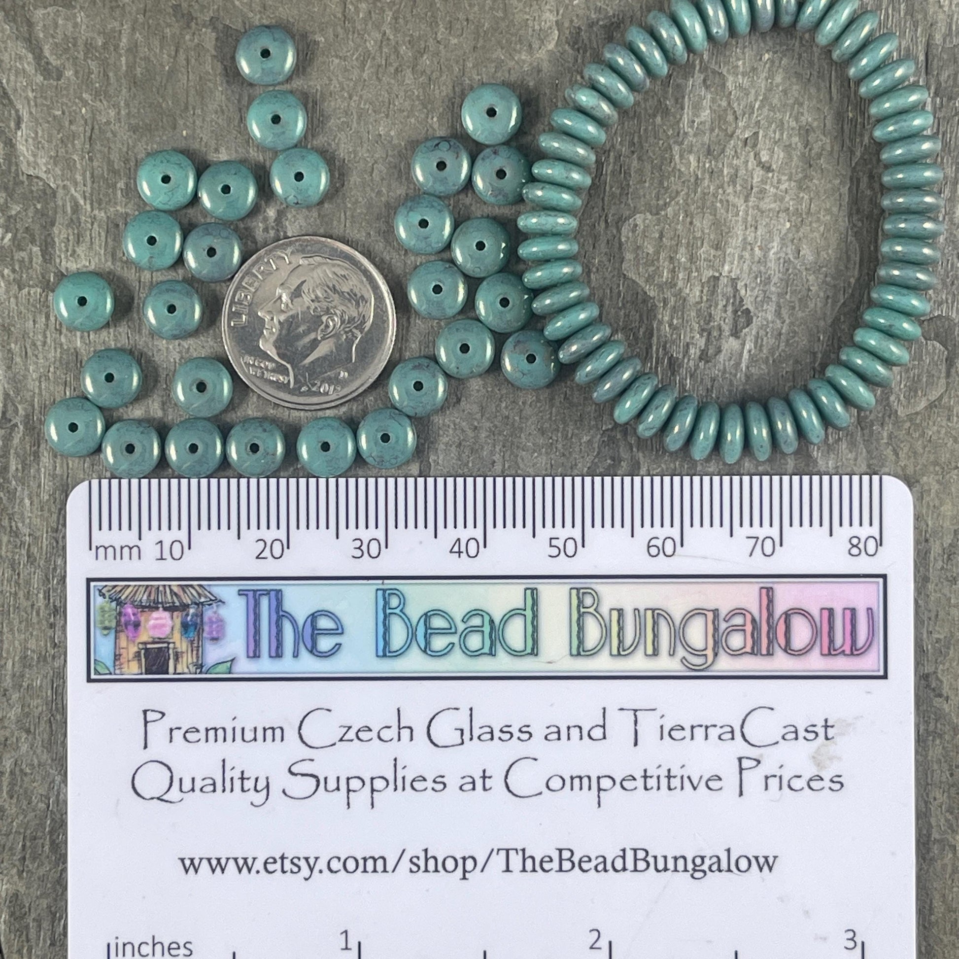 Turquoise with Purple Marble Luster, 6x2mm Rondelle, Czech Glass Beads (RD6/RJ-4535) * Qty. 50